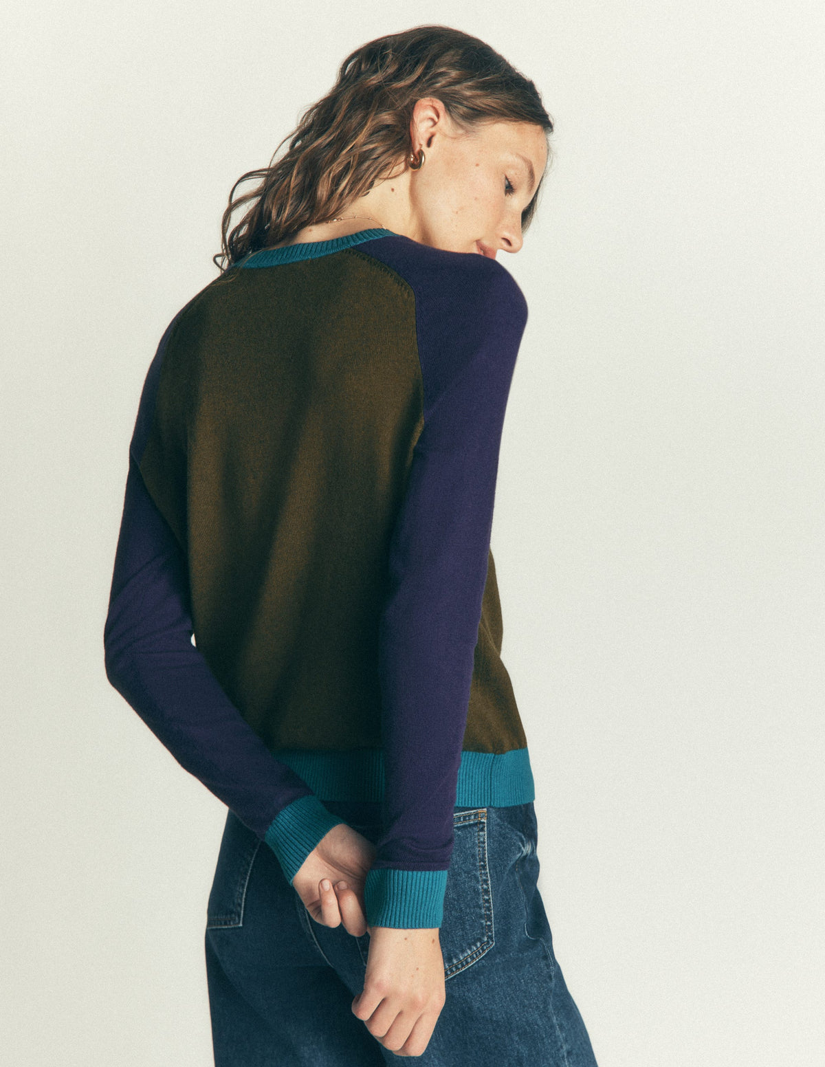 Meg Pullover mit Raglanärmeln-Waldlichtung, Color Blocking-3