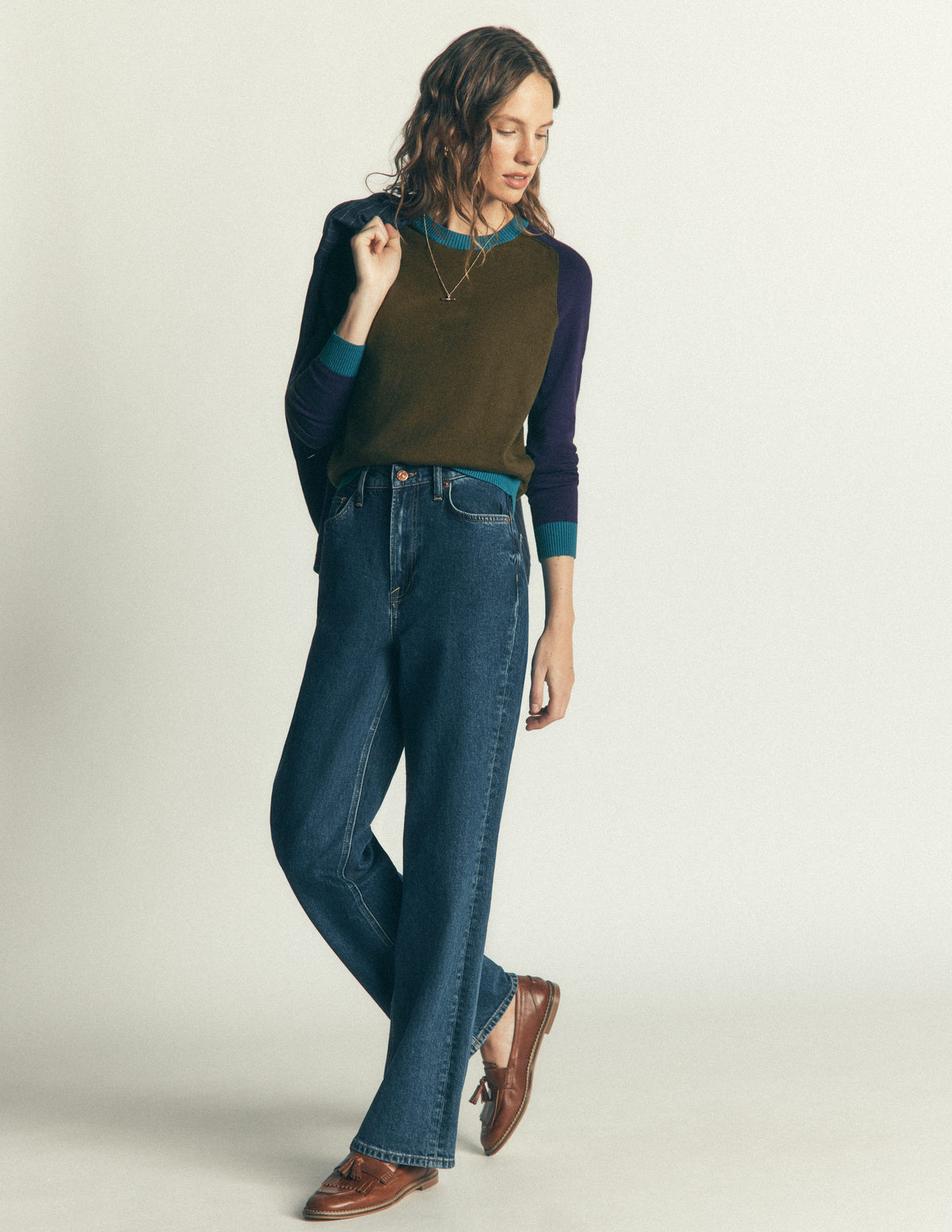 Meg Pullover mit Raglanärmeln-Waldlichtung, Color Blocking-4