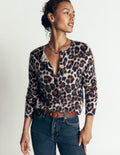 Cardigan Kat en cachemire brossé-Camel, léopard