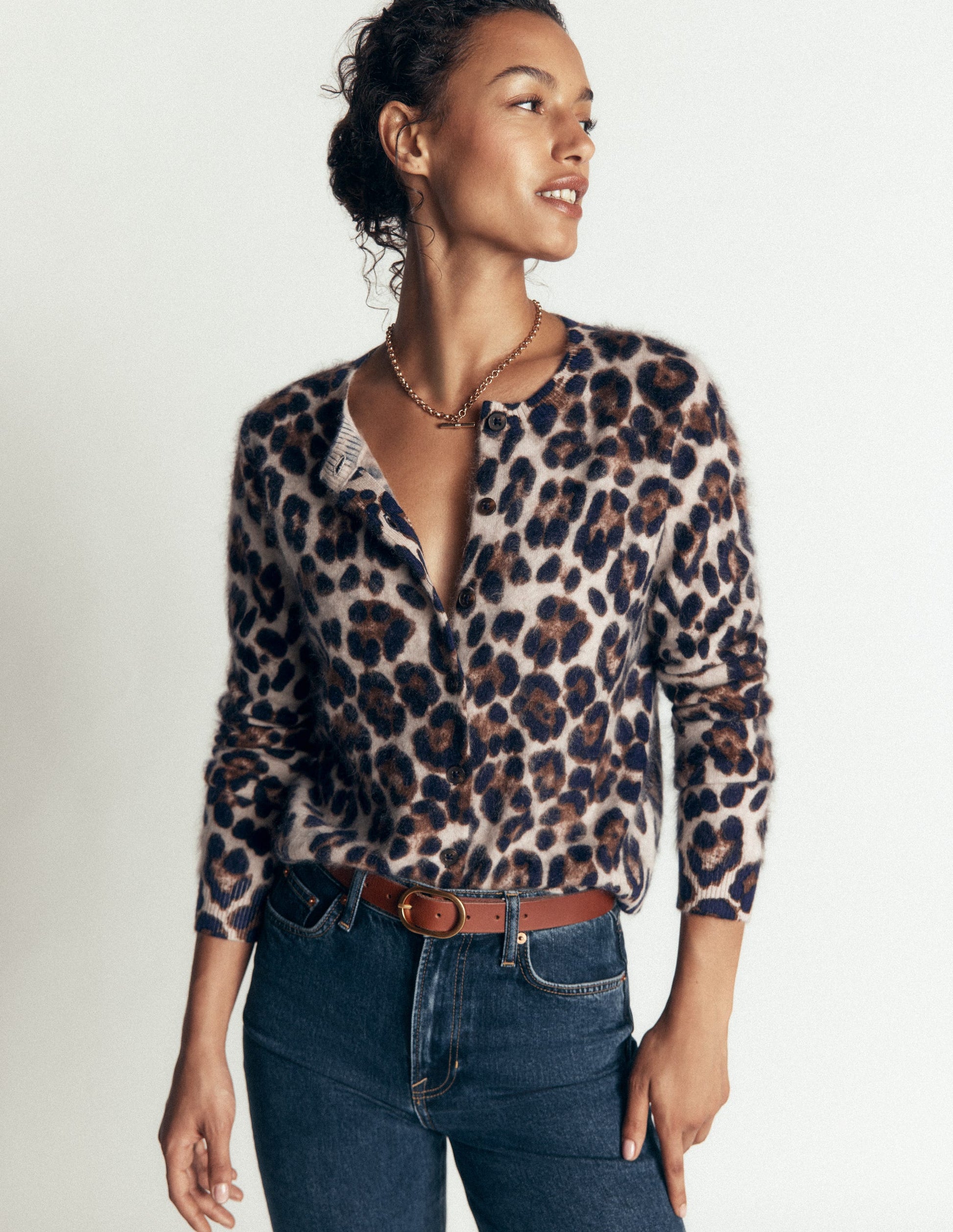 Cardigan Kat en cachemire brossé-Camel, léopard-1