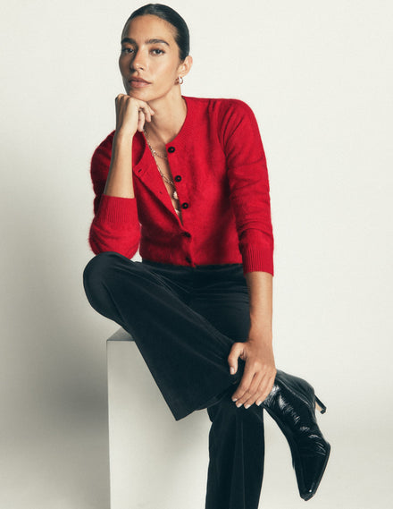 Cardigan Kat en cachemire brossé-Rouge coquelicot