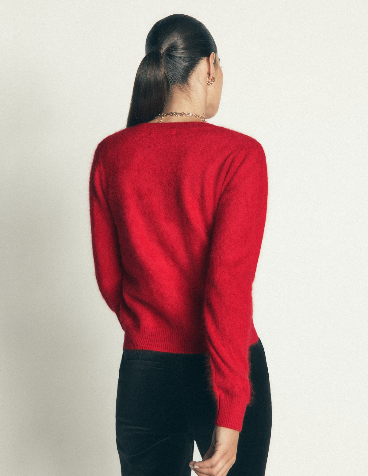 Kat Strickjacke aus gebürstetem Kaschmir-Mohnblumenrot-4