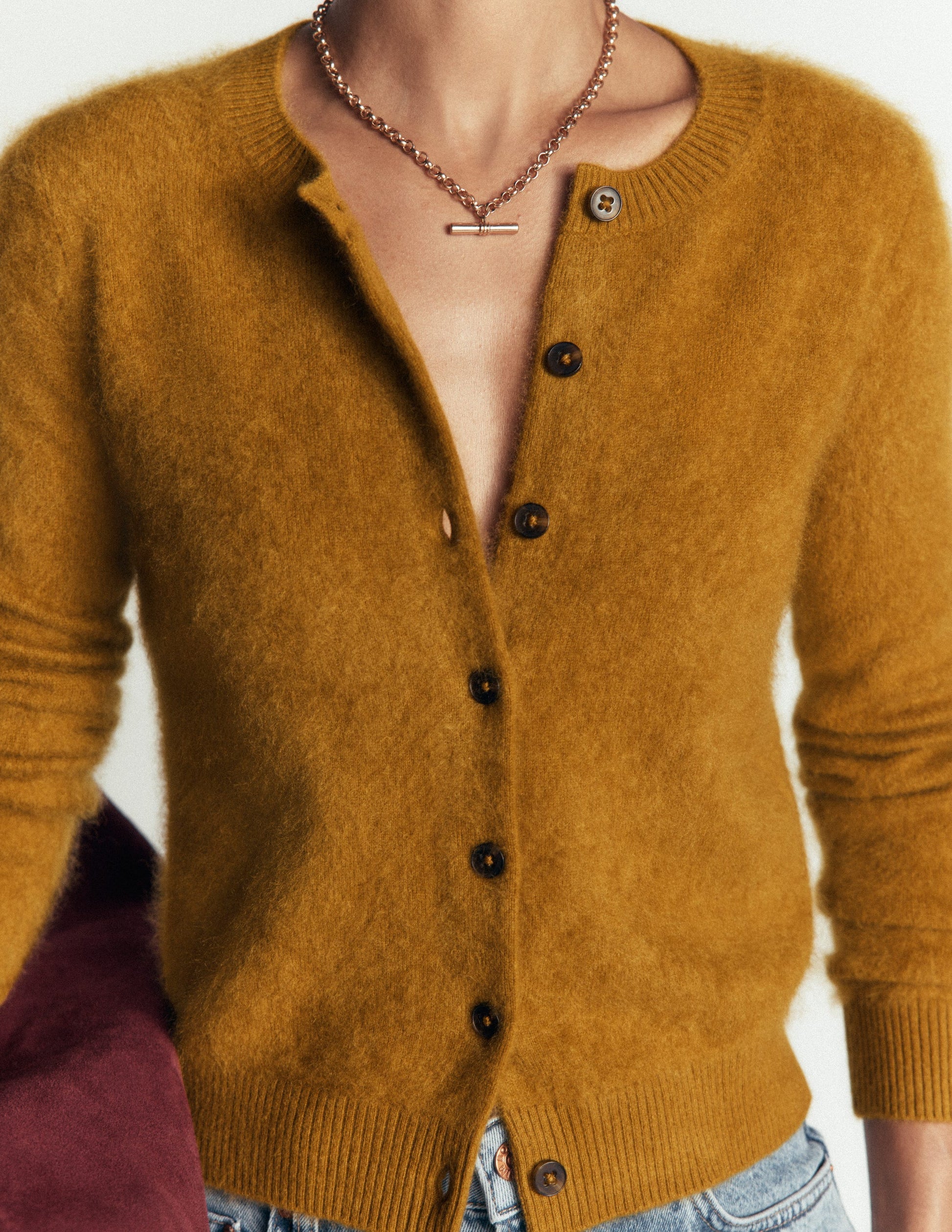 Kat Strickjacke aus gebürstetem Kaschmir-Toffeebraun-5
