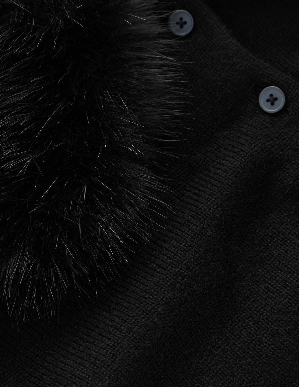 Verkürzte Strickjacke mit Fellkragen-Schwarz-8