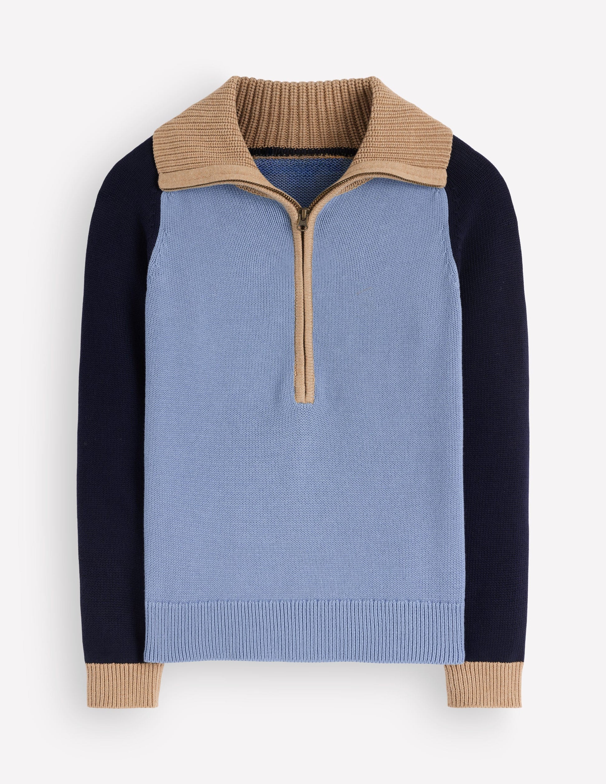 Lucy Pullover mit Halbreißverschluss-Blau Blockfarben-6