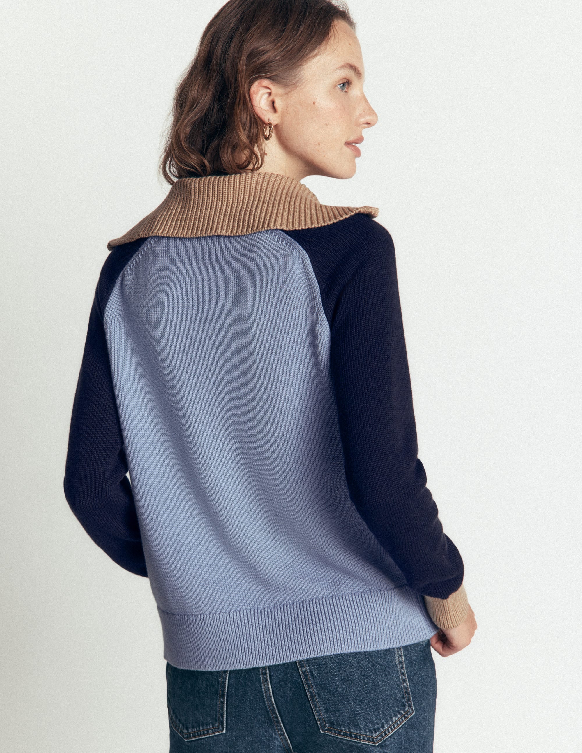 Lucy Pullover mit Halbreißverschluss-Blau Blockfarben - Image 3