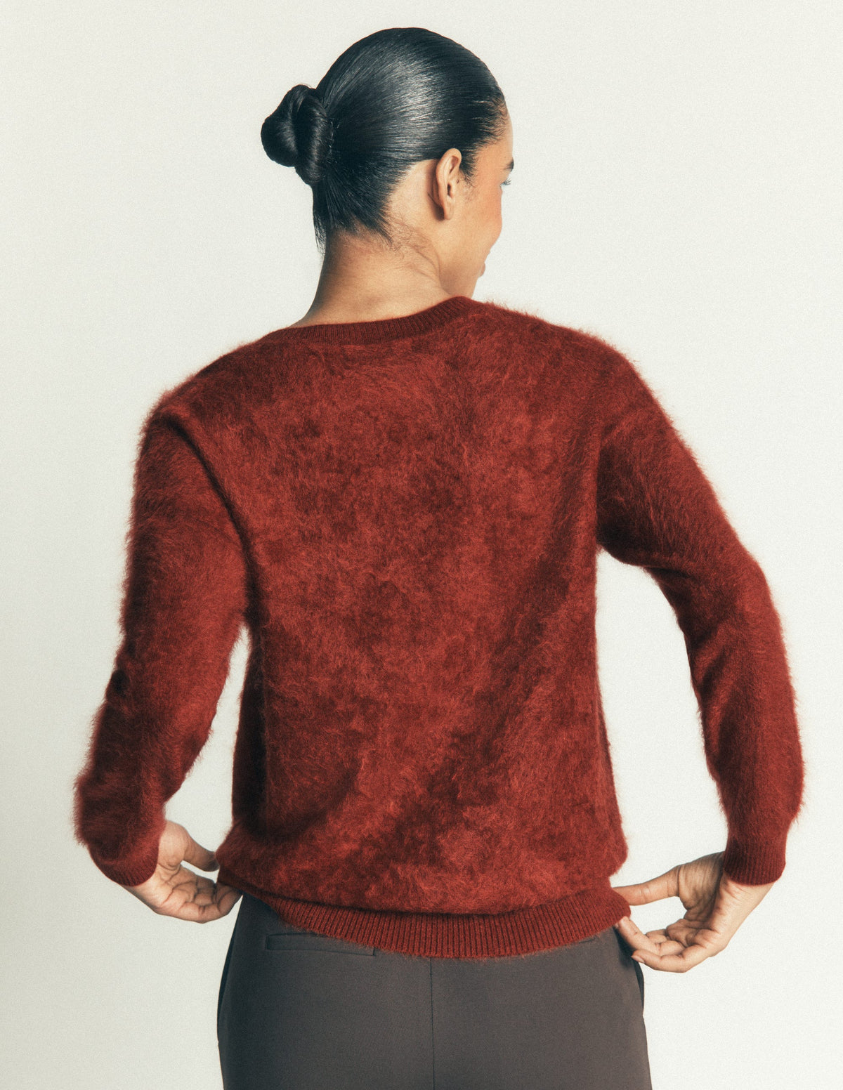 Kat Pullover aus gebürstetem Kaschmir-Braun-Orange-3