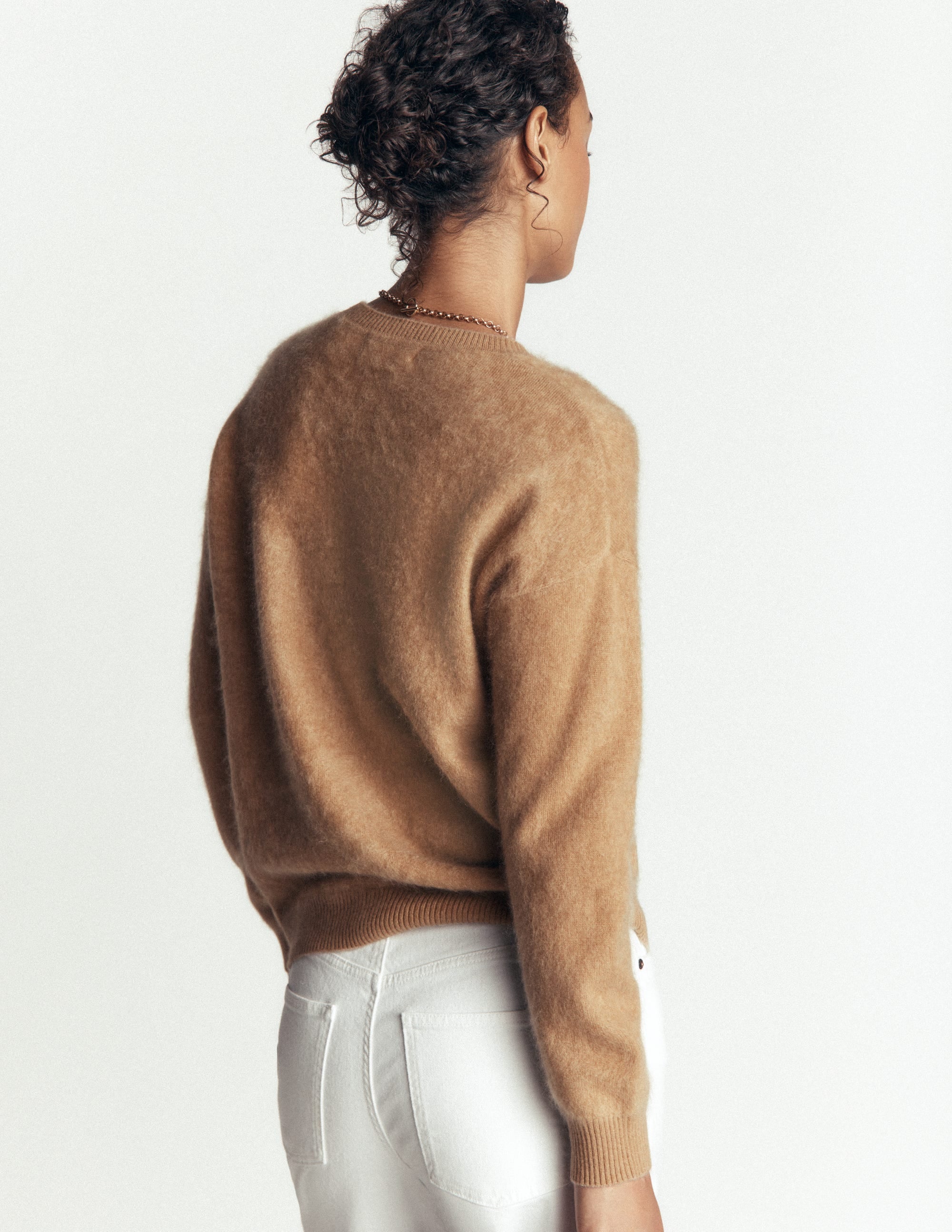 Kat Brushed Cashmere Jumper-Camel Melange - Image 3