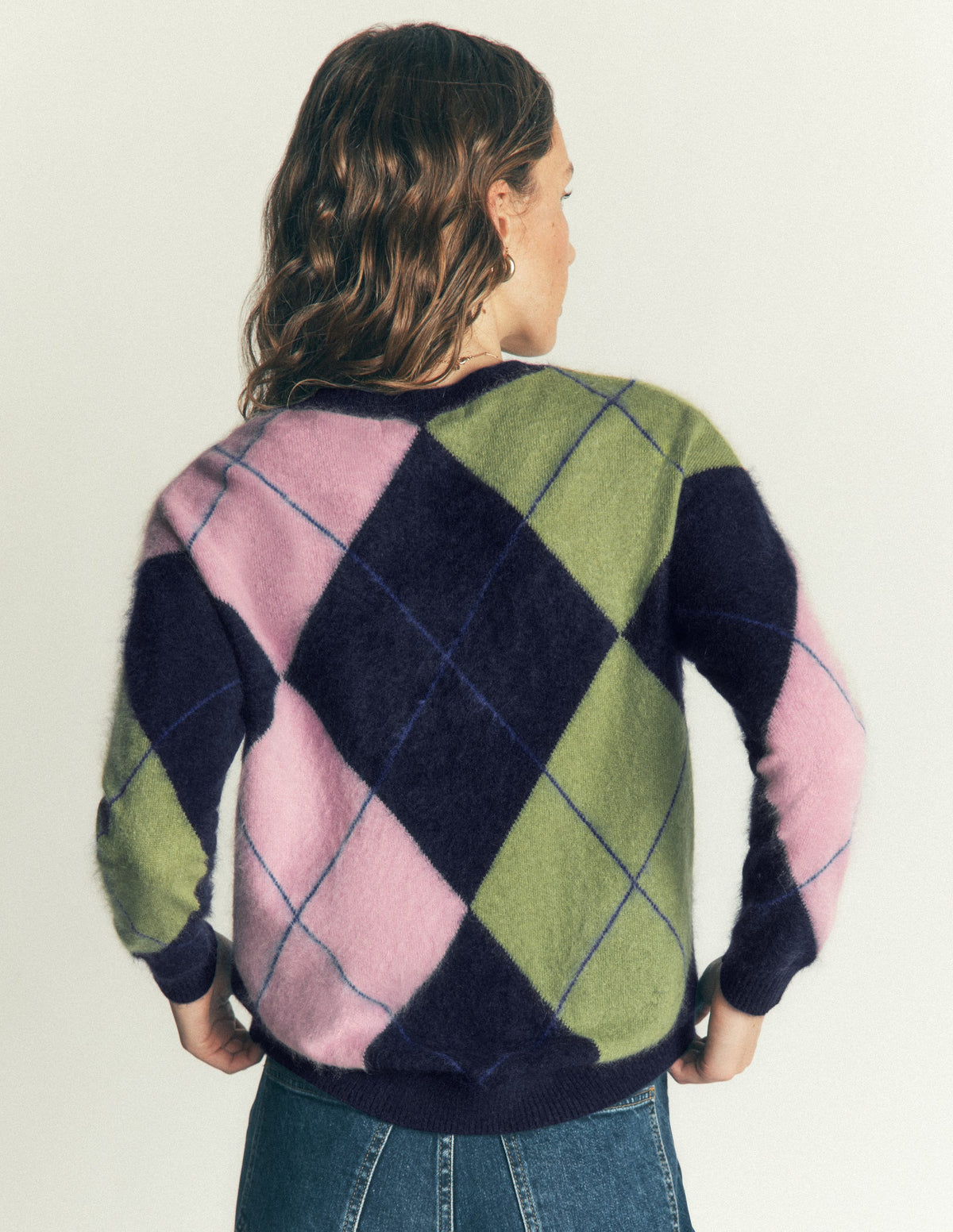 Kat Brushed Cashmere Jumper-Navy, Pink, Green Argyle-5