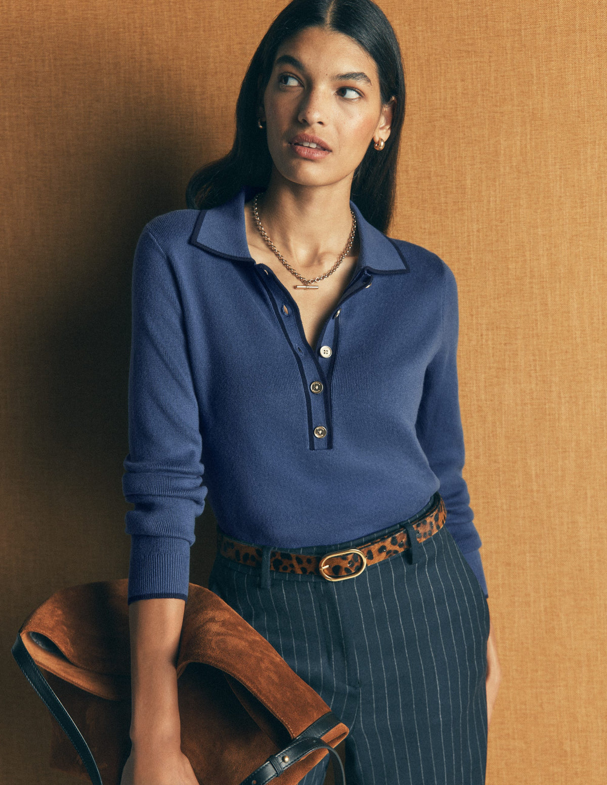 Liz Henley-Pullover-Sanftes Indigoblau-1