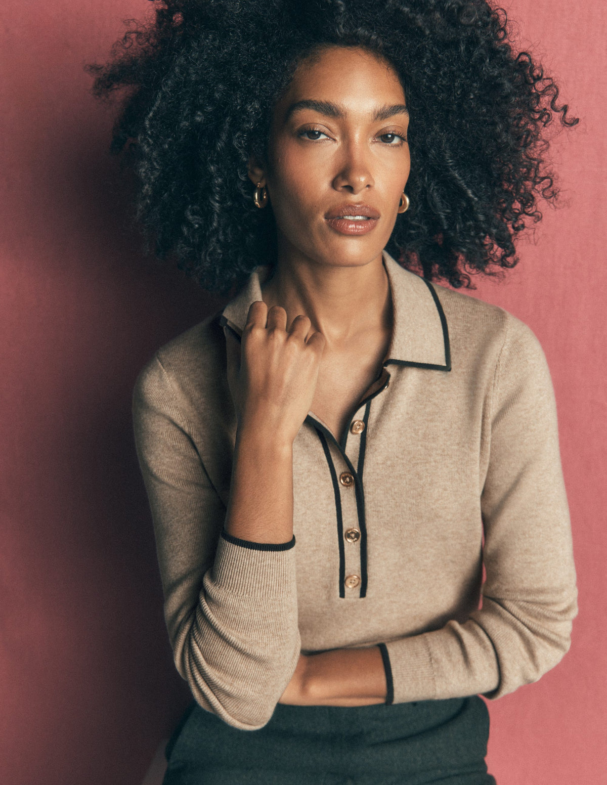 Liz Henley-Pullover-Graubraun Meliert-1