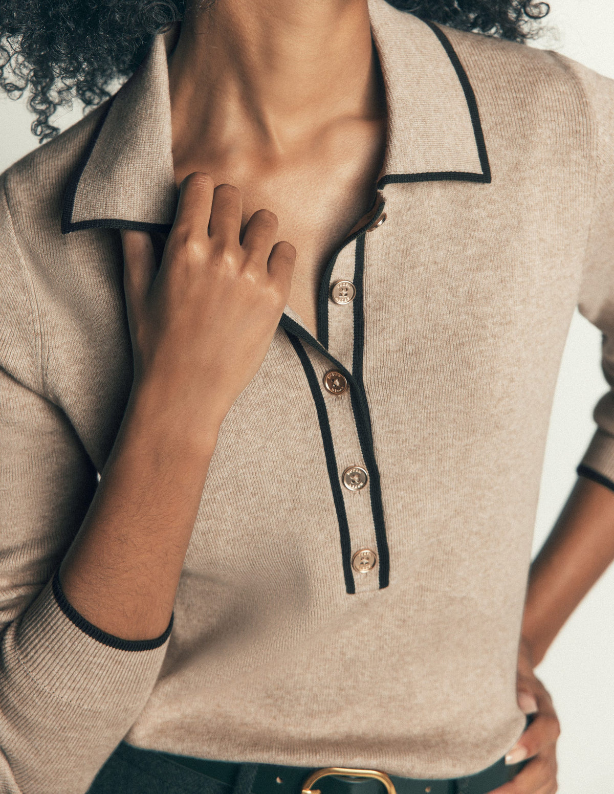 Liz Henley-Pullover-Graubraun Meliert-2