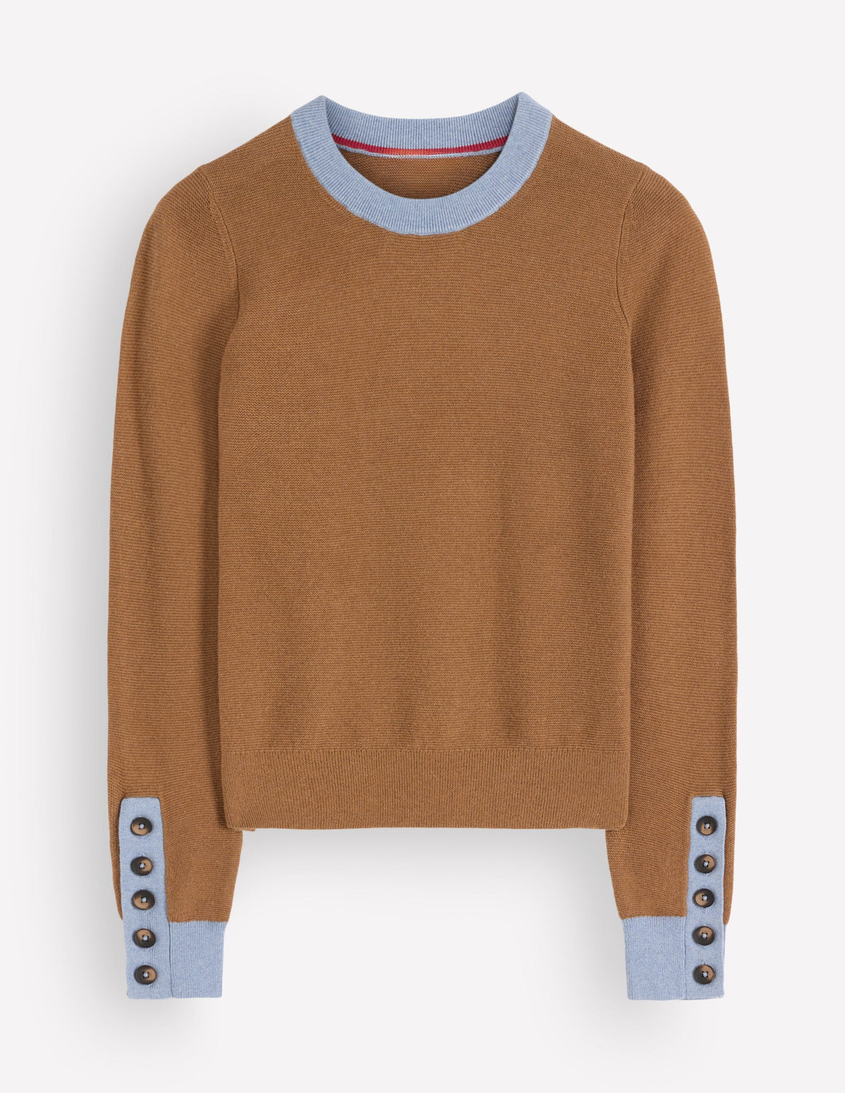 Grace Pullover in Blockfarben-Camel, Blau - Image 5