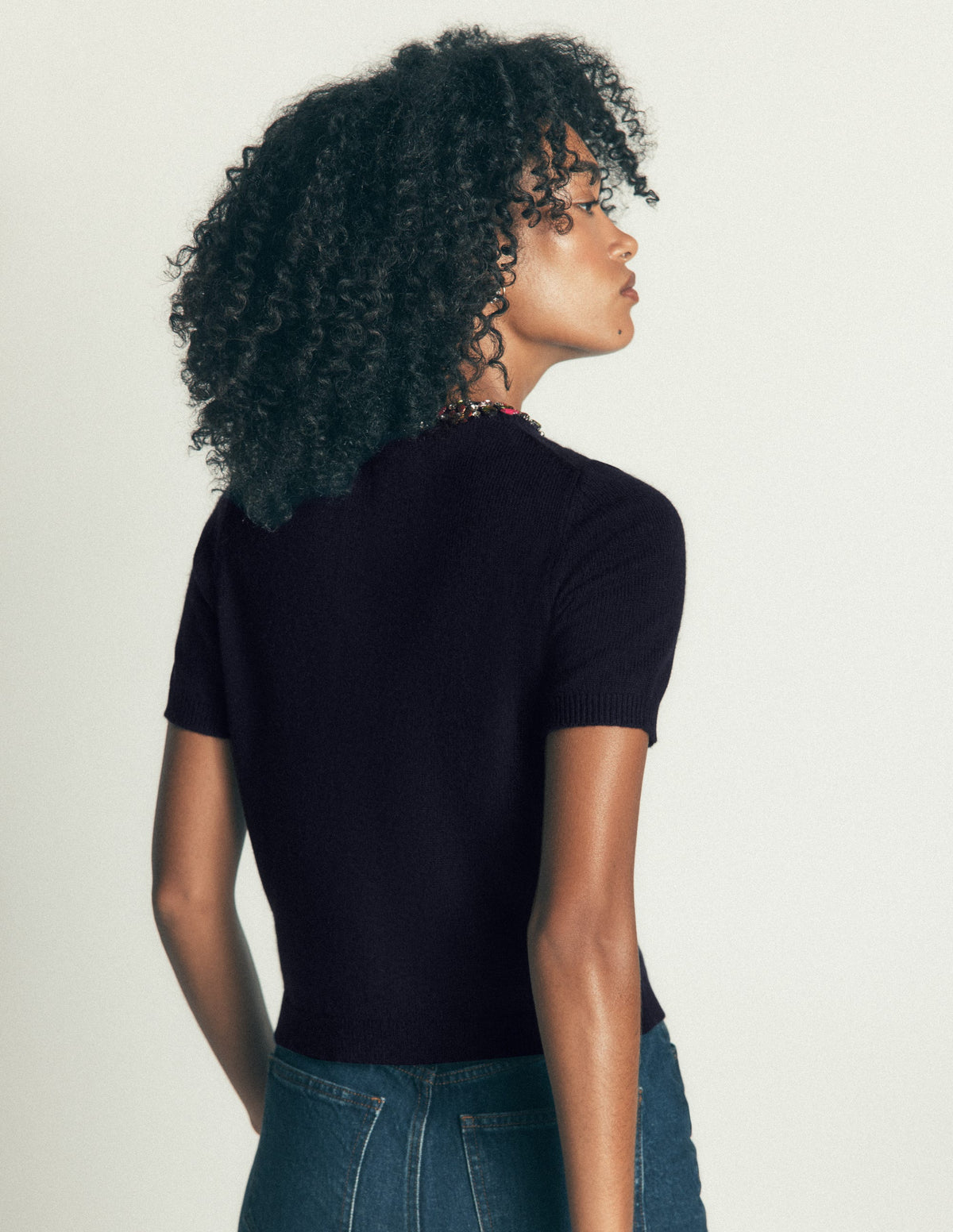 Verziertes T-Shirt-Marineblau-3
