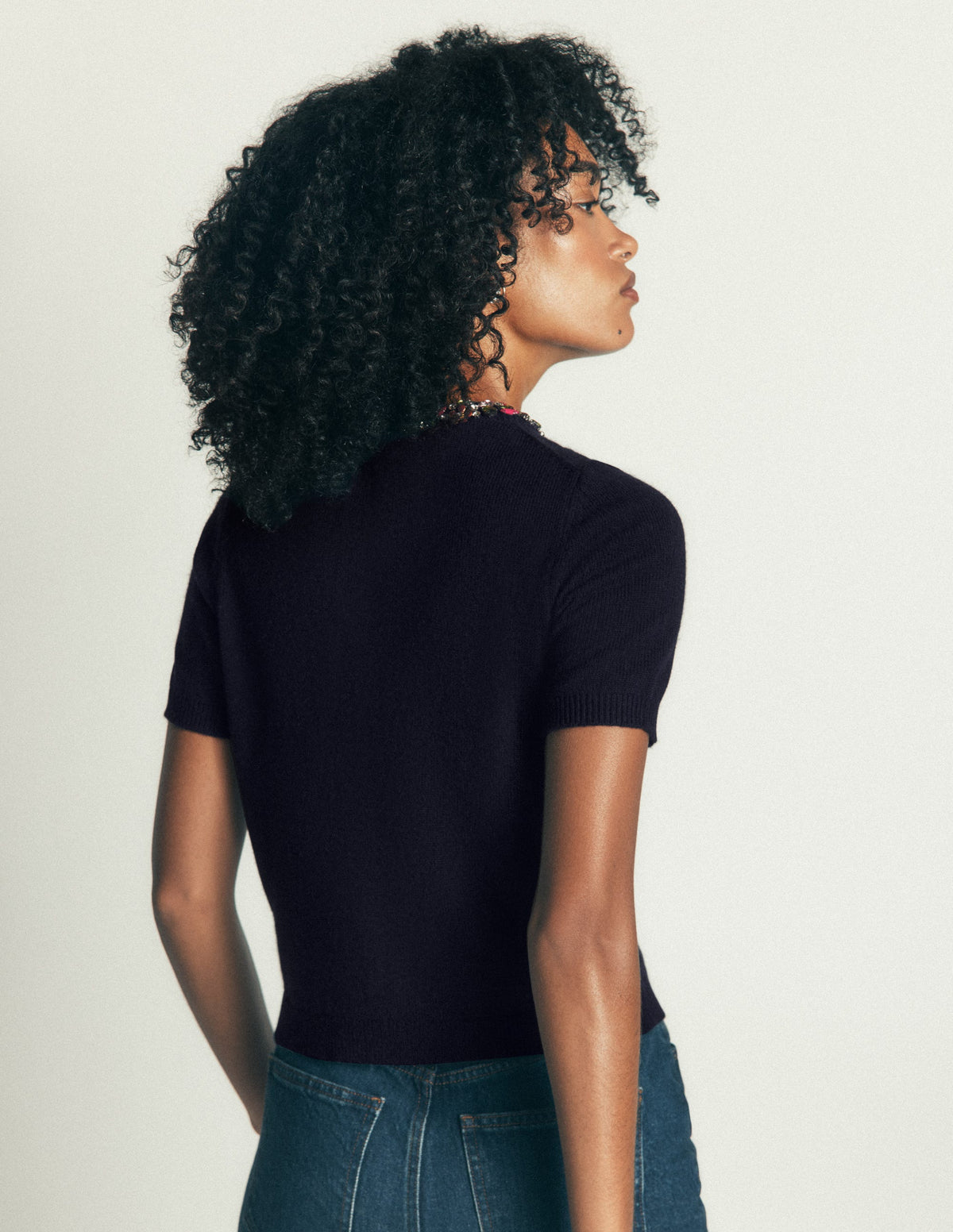 Verziertes T-Shirt-Marineblau-3