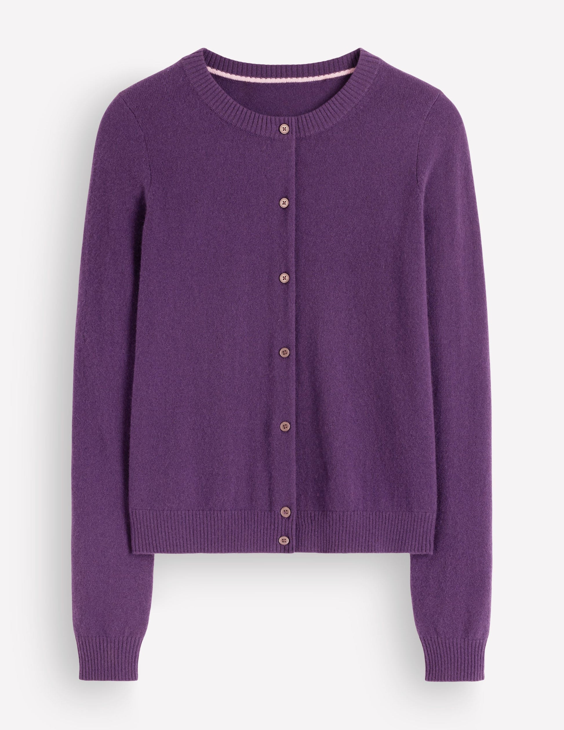 Elsie Kaschmir-Strickjacke mit Rundhalsausschnitt-Dunkle Traube-5