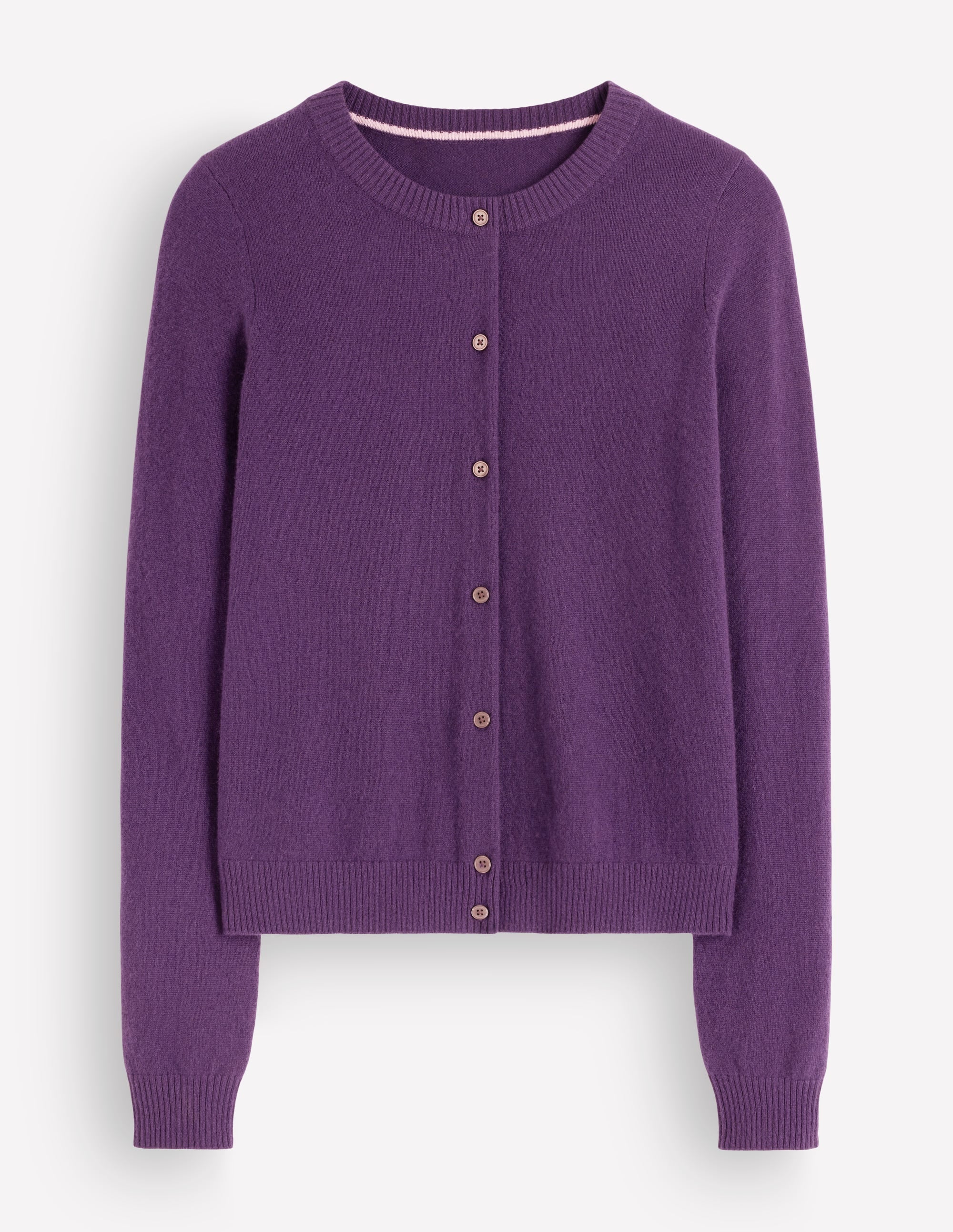 Elsie Kaschmir-Strickjacke mit Rundhalsausschnitt-Dunkle Traube - Image 5