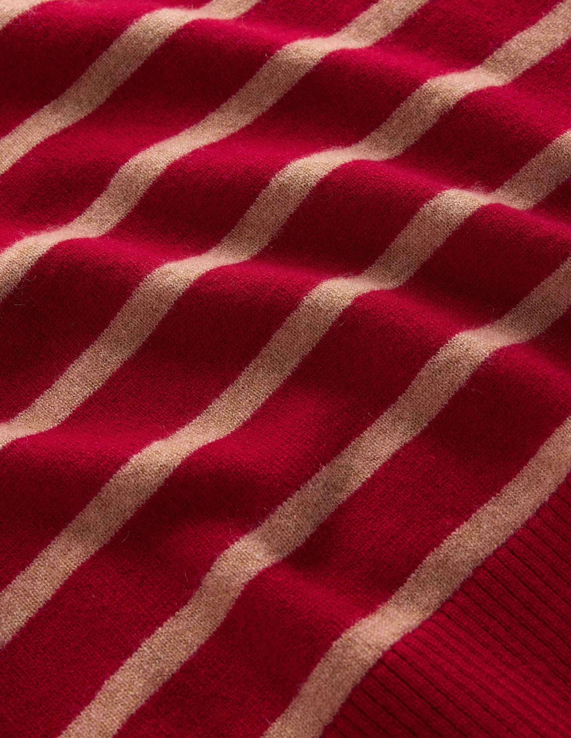 Elsie Kaschmir-Pullunder-Mohnrot, Camel Streifen - Image 7