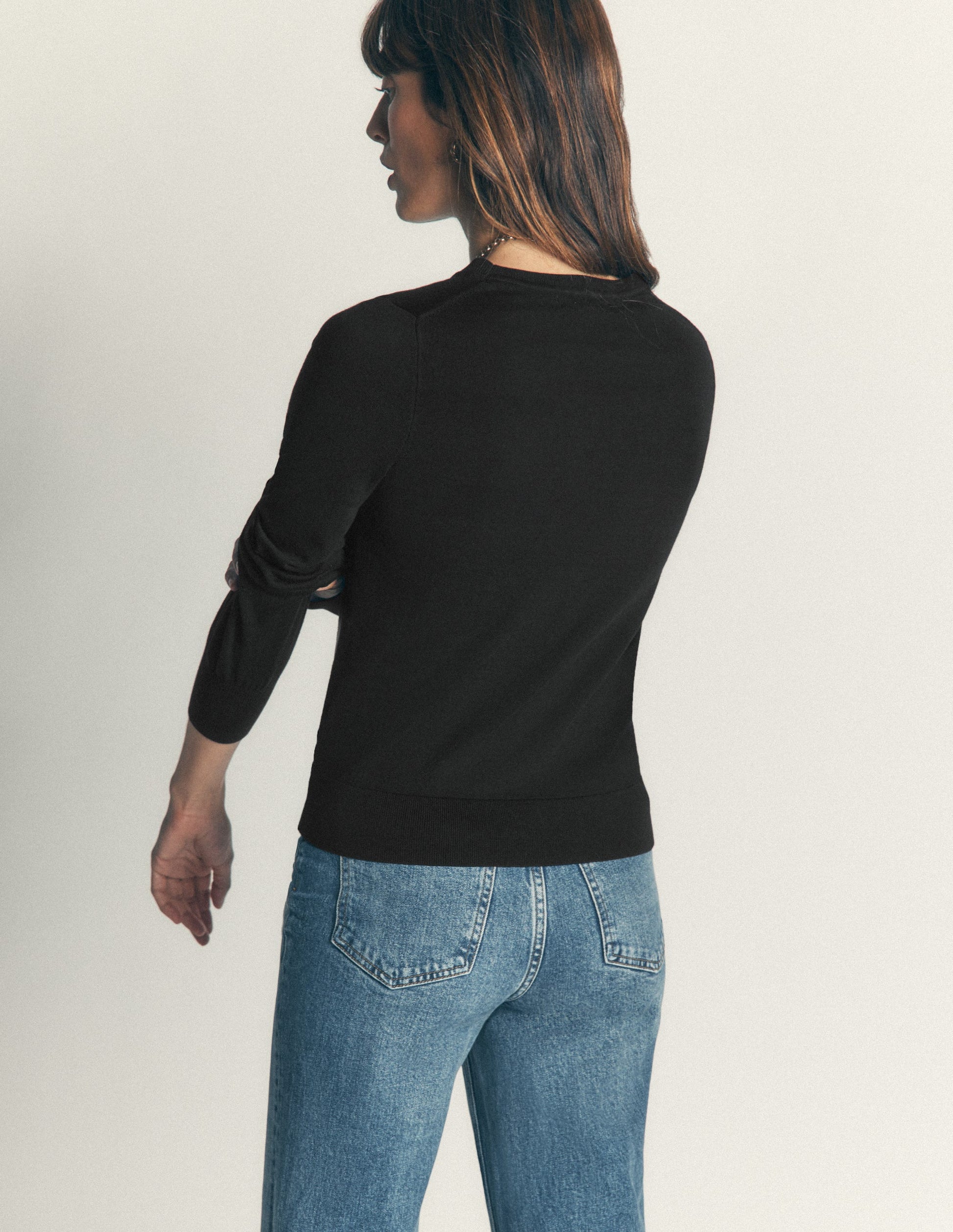 Camilla Baumwollpullover mit Rundhalsausschnitt-Schwarz-3