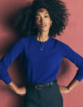 Camilla Baumwollpullover mit Rundhalsausschnitt-Leuchtendes Blau