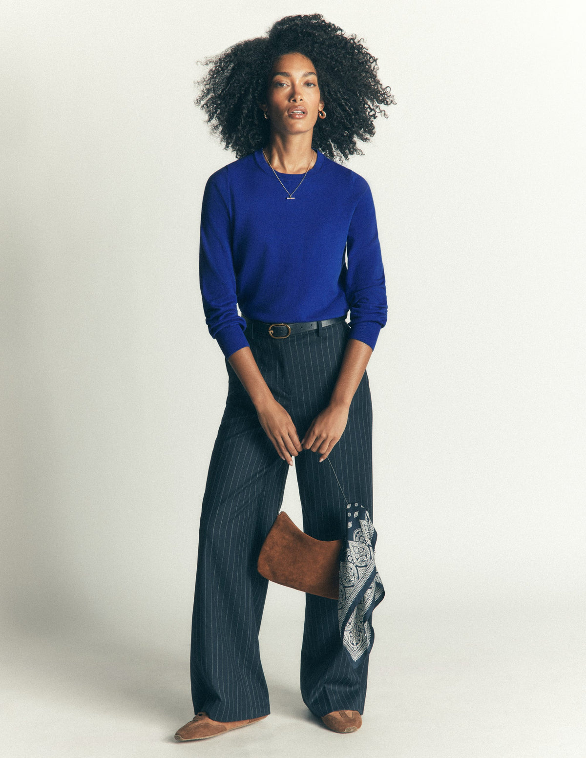 Camilla Baumwollpullover mit Rundhalsausschnitt-Leuchtendes Blau-4