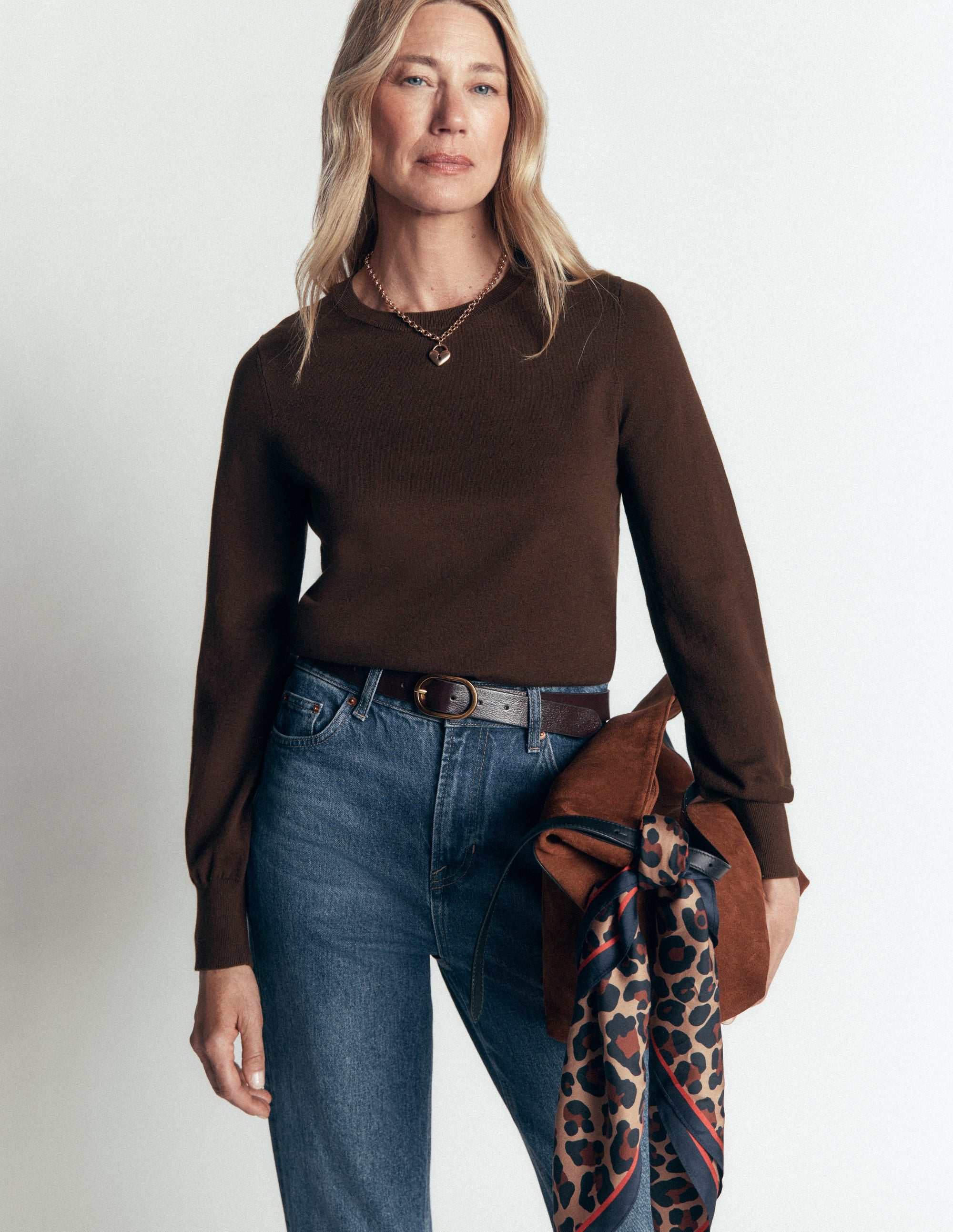 Camilla Baumwollpullover mit Rundhalsausschnitt-Bitterschokolade - Image 4