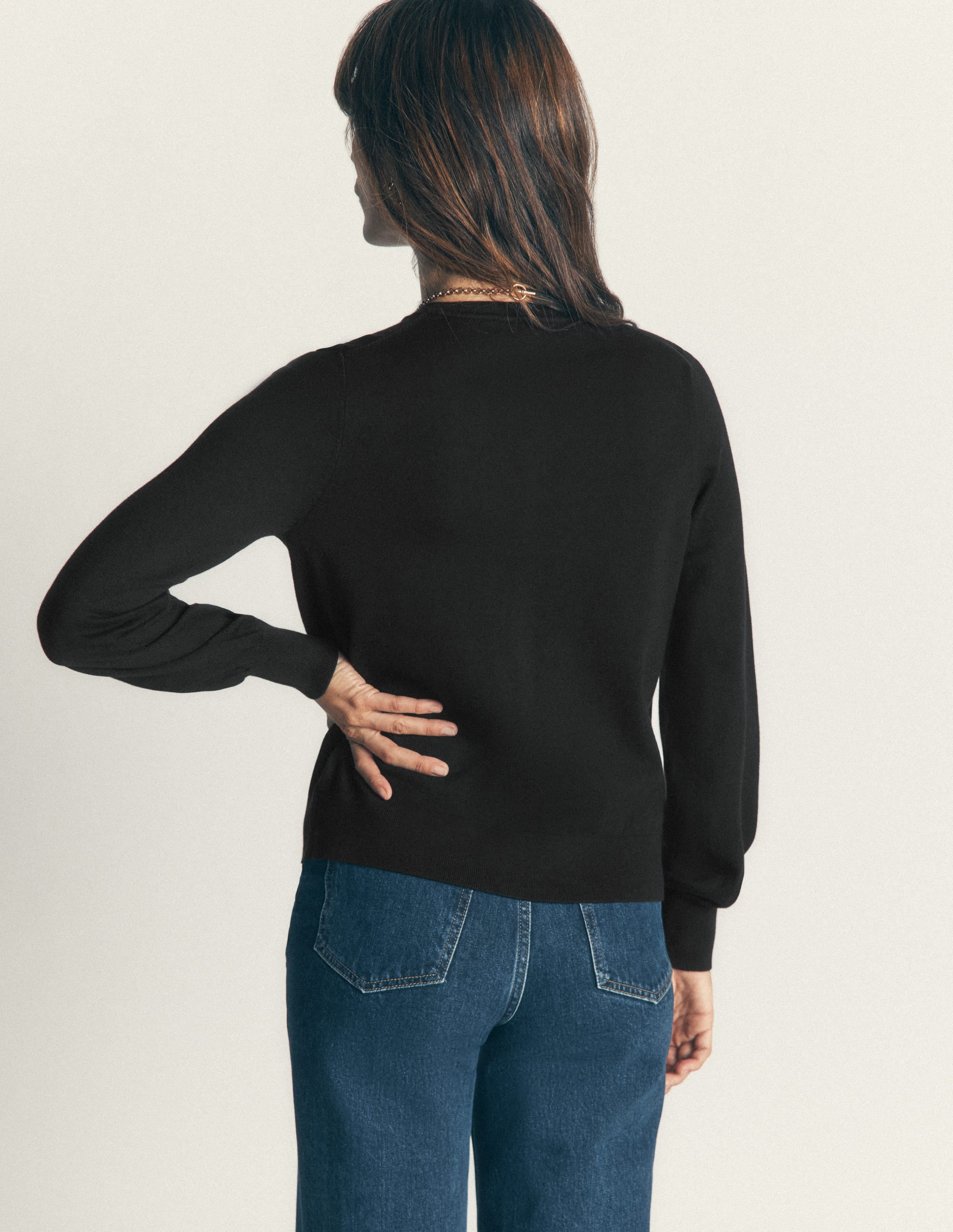 Camilla Baumwollstrickjacke mit Rundhalsausschnitt-Schwarz - Image 3