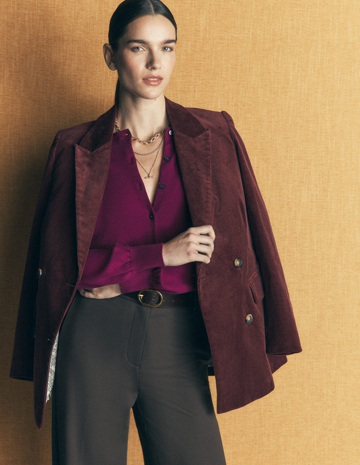 Camilla Baumwollstrickjacke mit Rundhalsausschnitt-Violett Zaubertrank