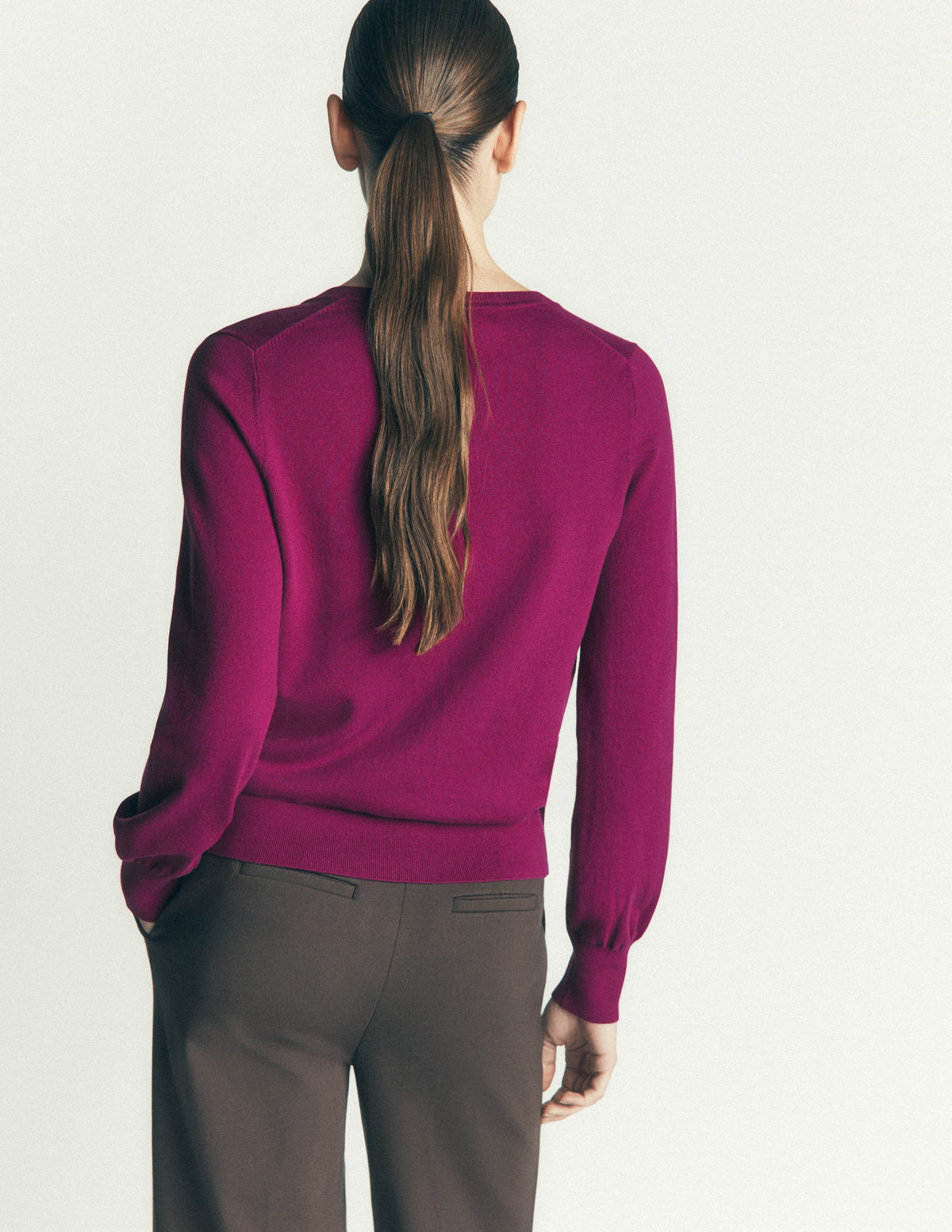 Camilla Baumwollstrickjacke mit Rundhalsausschnitt-Violett Zaubertrank-3
