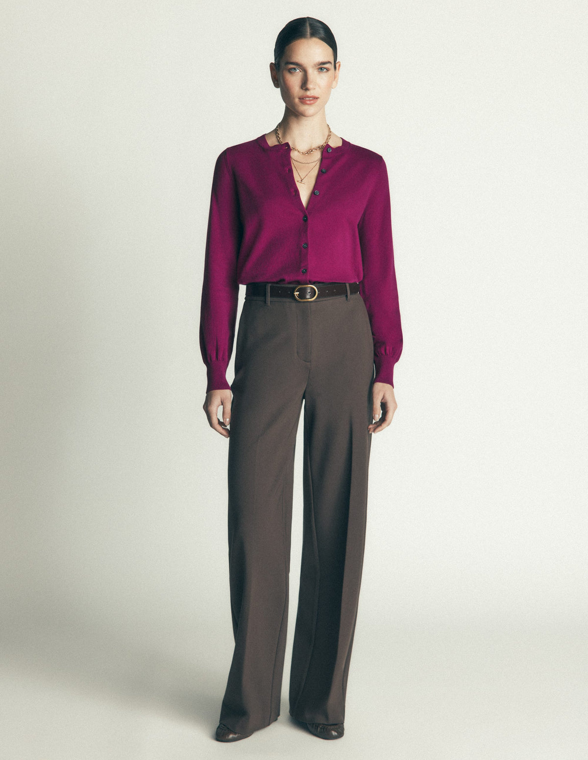 Camilla Baumwollstrickjacke mit Rundhalsausschnitt-Violett Zaubertrank-4