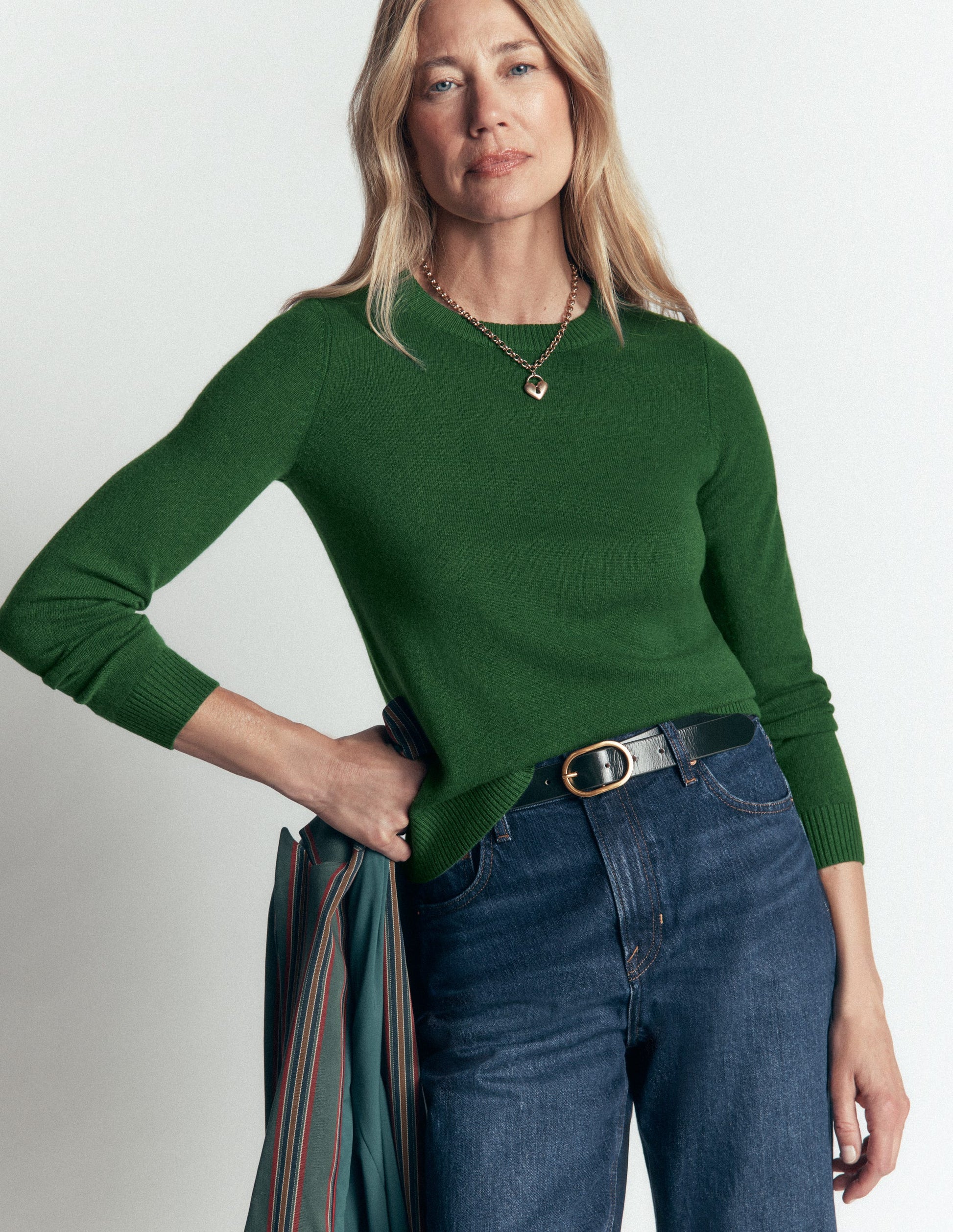 Elsie Kaschmirpullover mit Rundhalsausschnitt-Frisches Grün-3