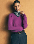 Pull col rond Elsie en cachemire-Violet royal