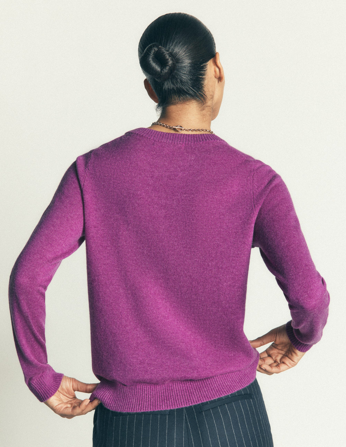 Pull col rond Elsie en cachemire-Violet royal-3