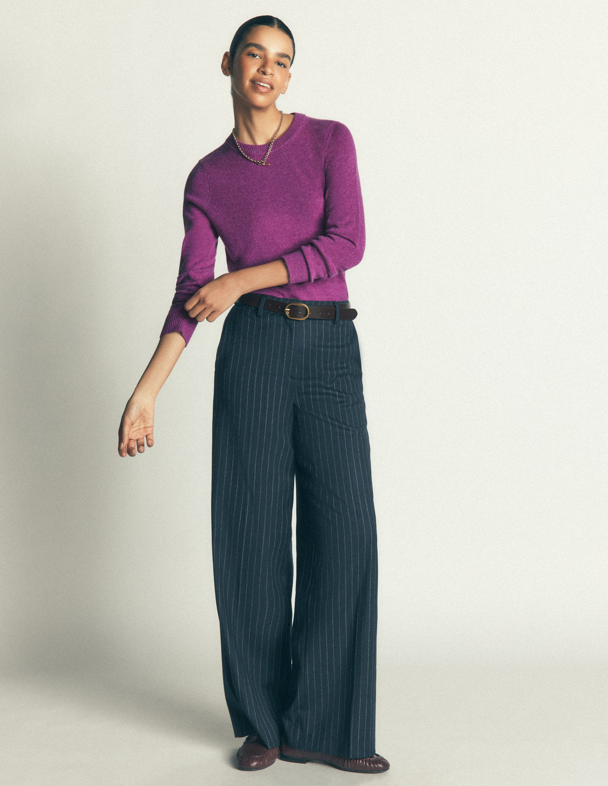 Pull col rond Elsie en cachemire-Violet royal - Image 4