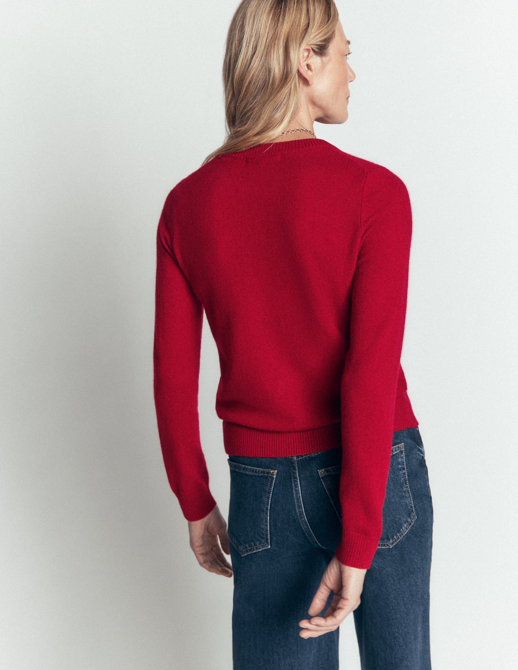Elsie Kaschmirpullover mit Rundhalsausschnitt-Mohnblumenrot - Image 3