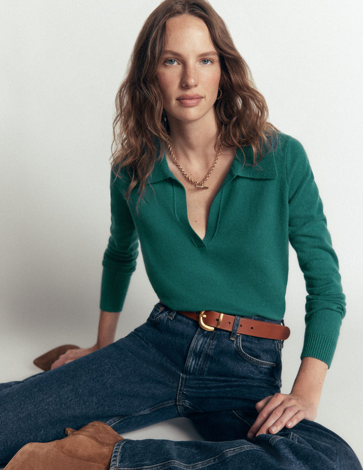 Elsie Henley-Pullover aus Kaschmir-Tiefseetiefe