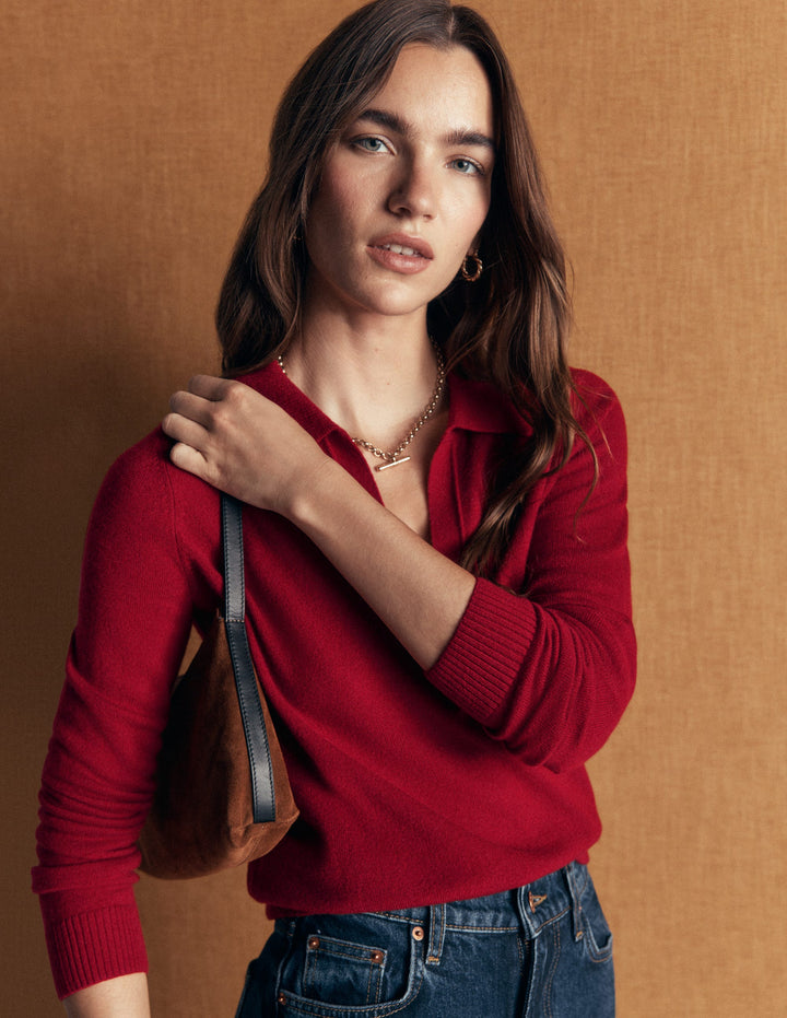 Elsie Henley-Pullover aus Kaschmir-Purpurrot
