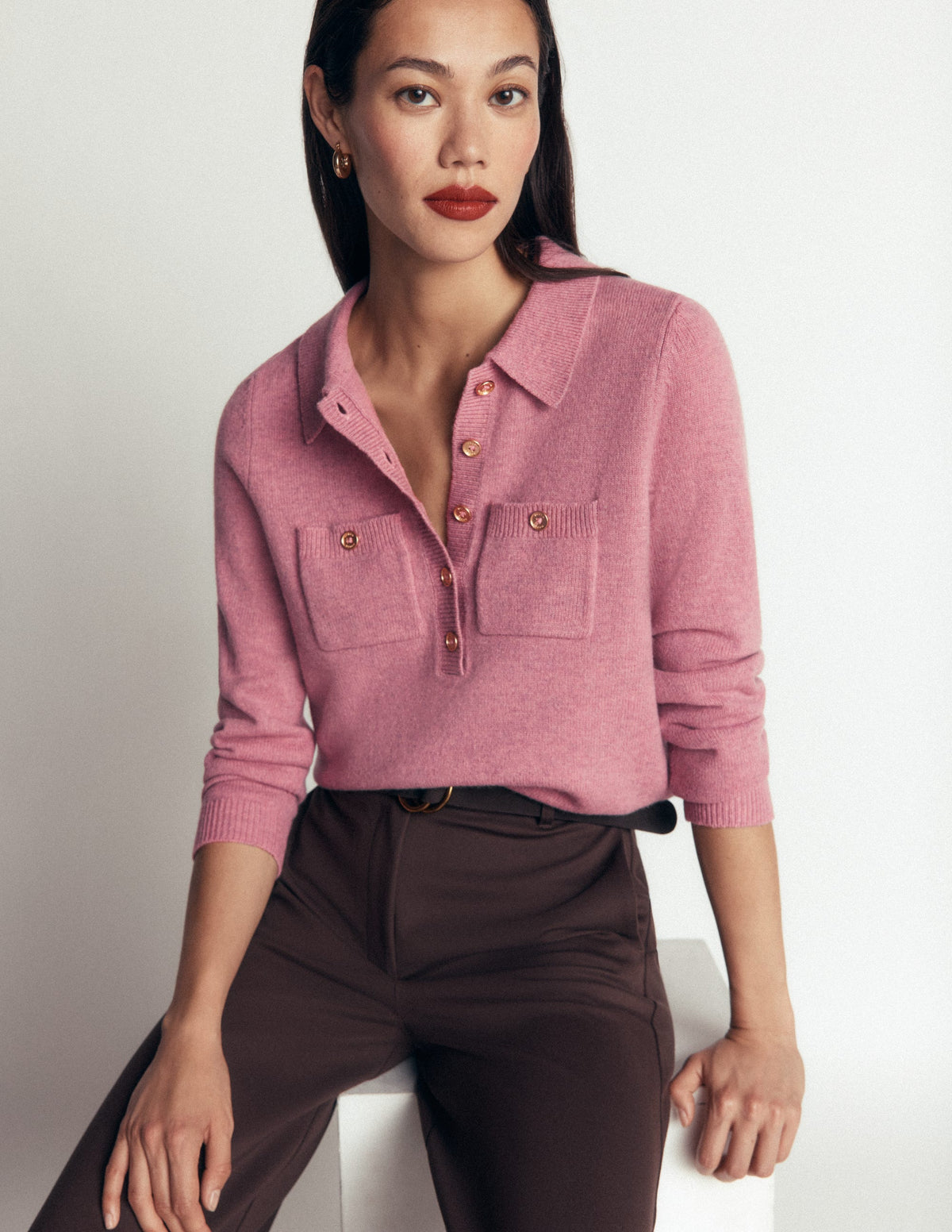 Marianne Pullover aus Merinowolle-Rosa Heide - Image 1