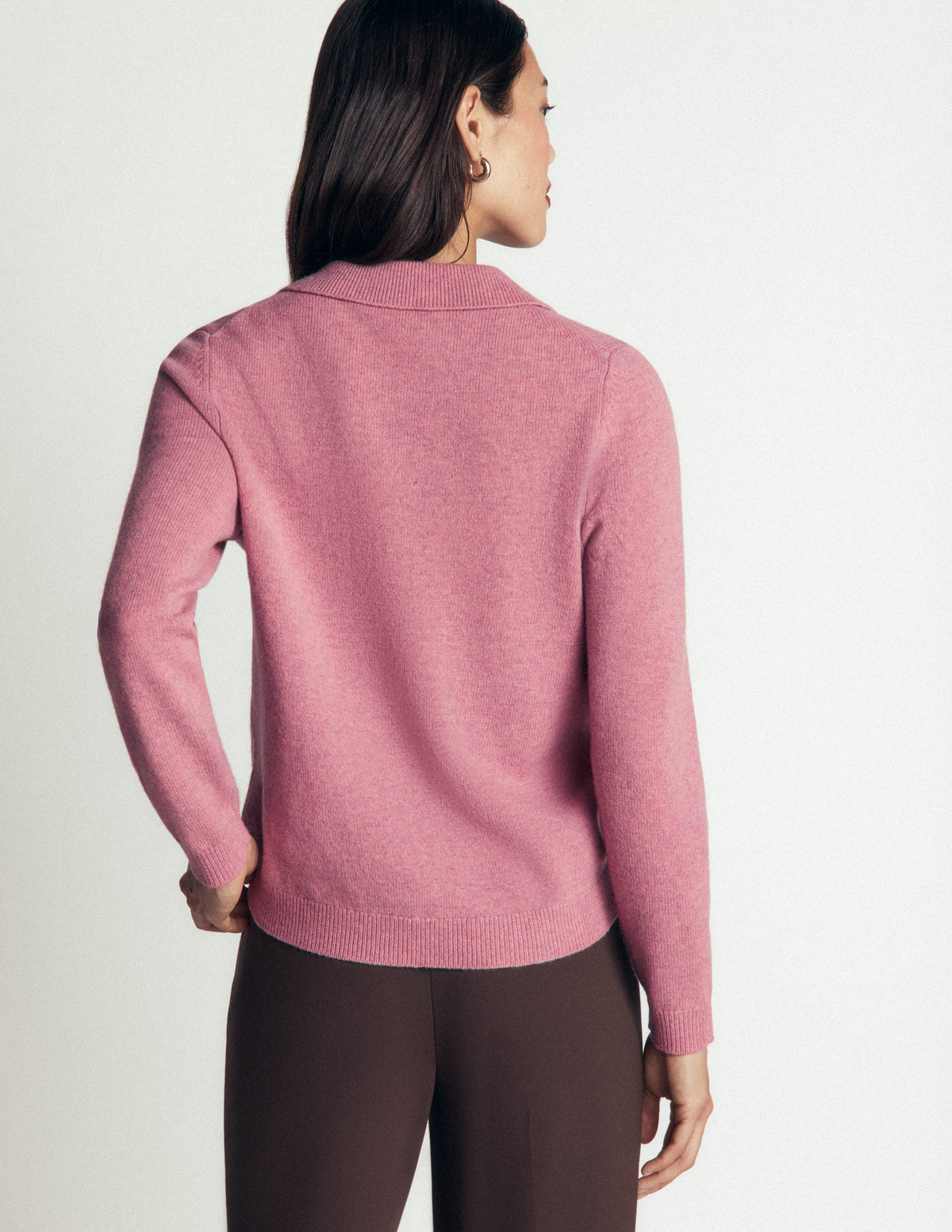 Marianne Pullover aus Merinowolle-Rosa Heide-4