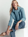 Marta Pullover aus Merinowolle mit Rundhalsausschnitt-Blau Aura