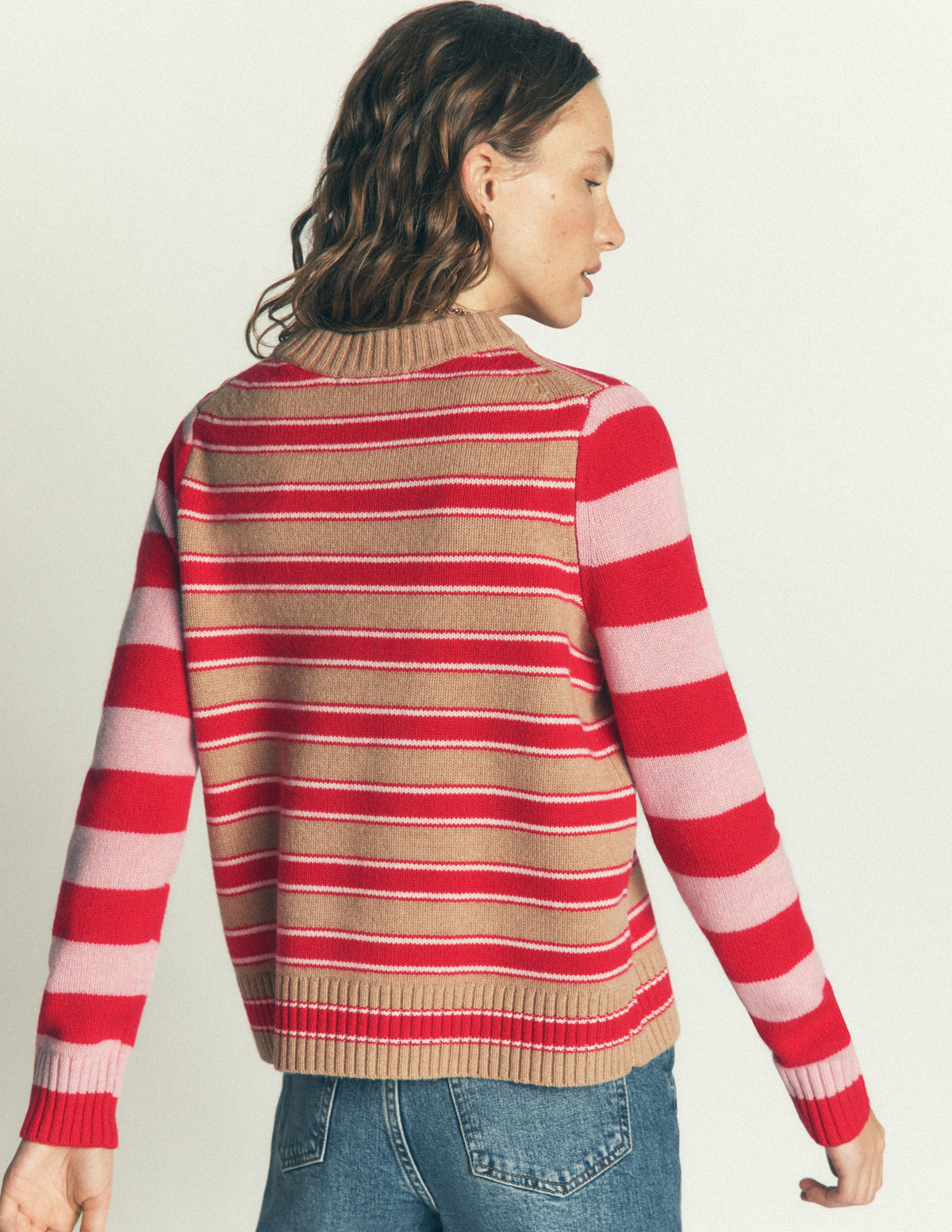 Marta Pullover aus Merinowolle mit Rundhalsausschnitt-Kuddelmuddel Streifen - Image 3