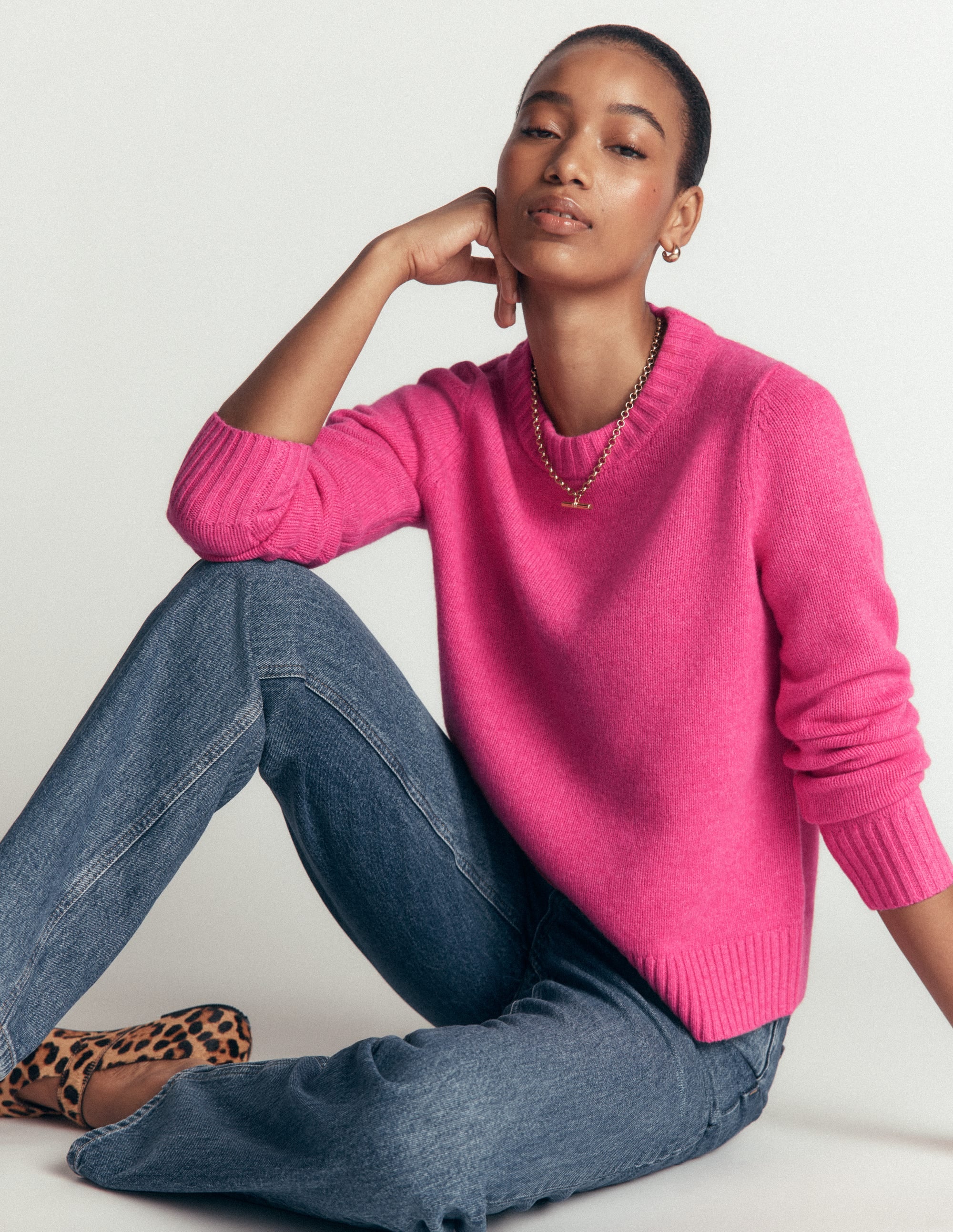 Marta Pullover aus Merinowolle mit Rundhalsausschnitt-Pink Power - Image 2