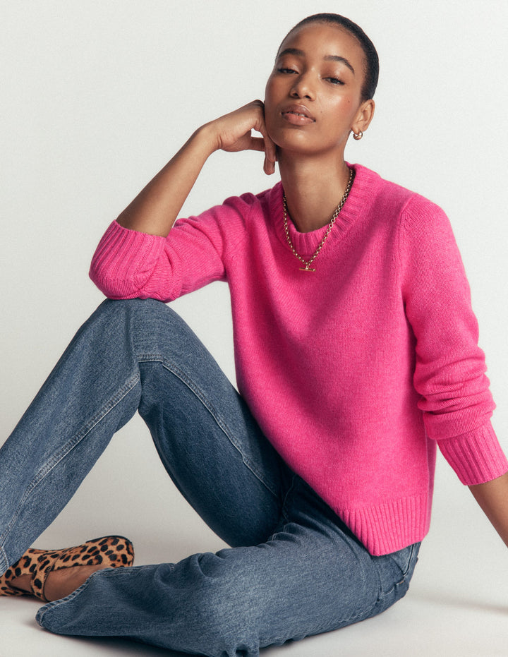 Marta Pullover aus Merinowolle mit Rundhalsausschnitt-Pink Power