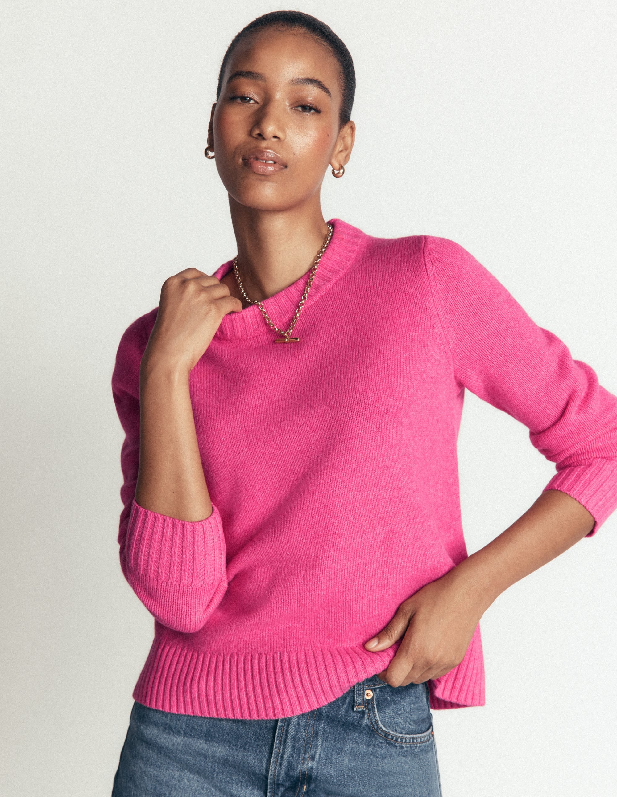 Marta Pullover aus Merinowolle mit Rundhalsausschnitt-Pink Power - Image 5