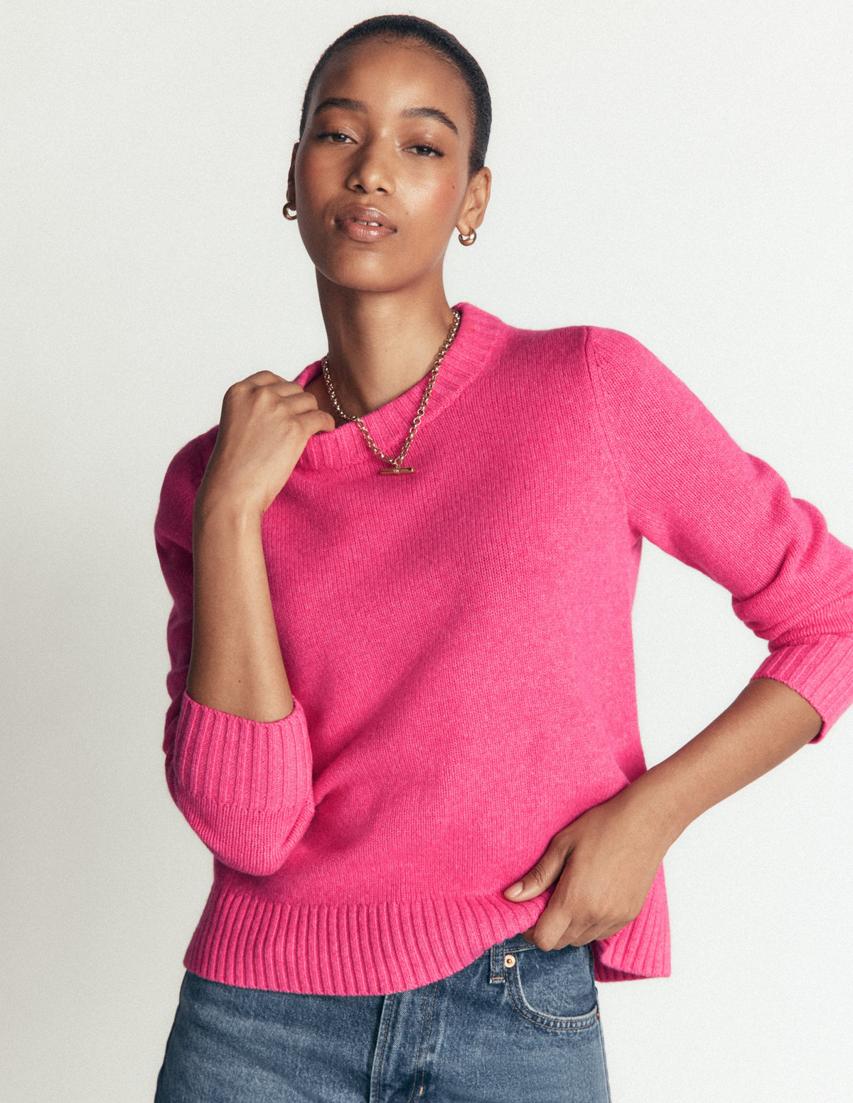 Marta Pullover aus Merinowolle mit Rundhalsausschnitt-Pink Power-5