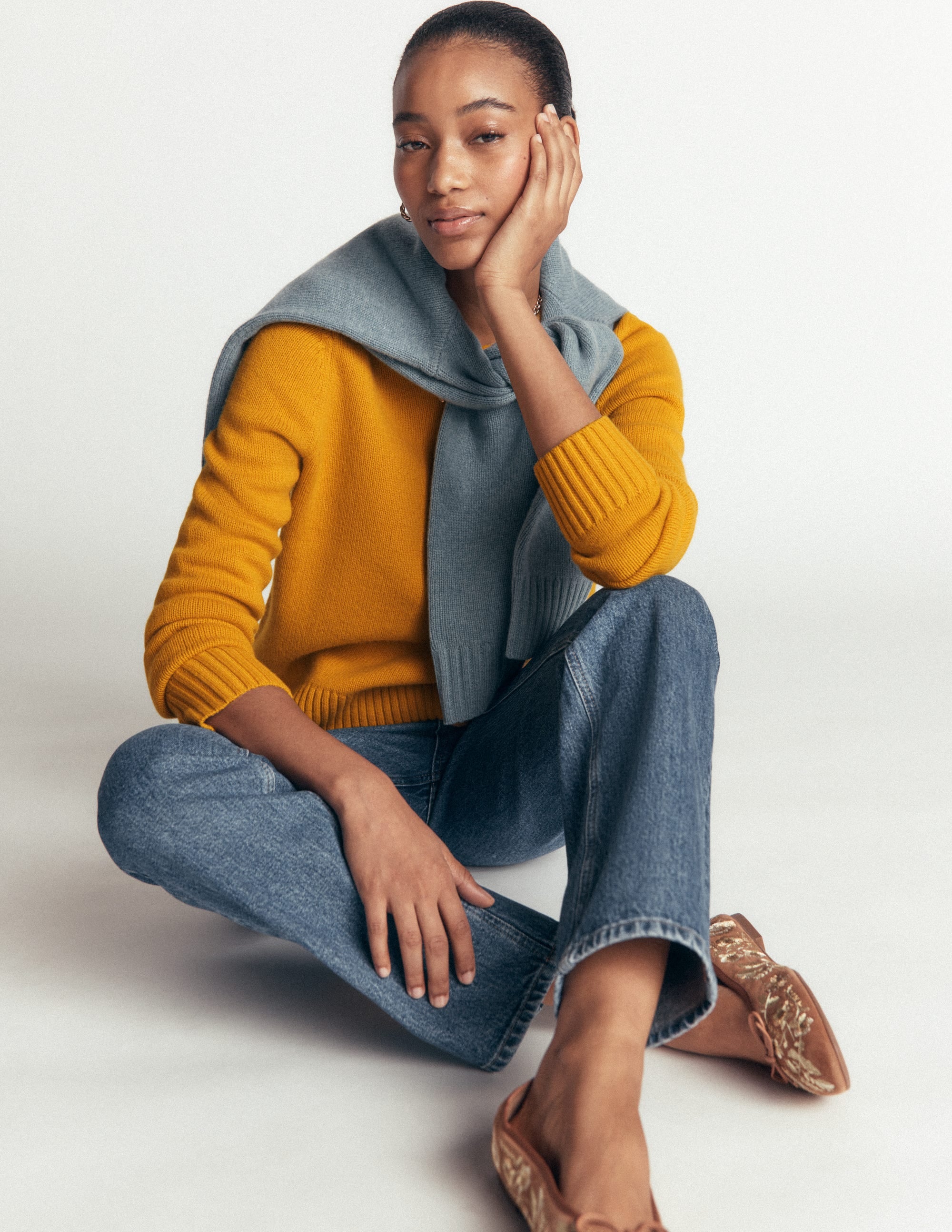 Marta Pullover aus Merinowolle mit Rundhalsausschnitt-Honiggelb - Image 6