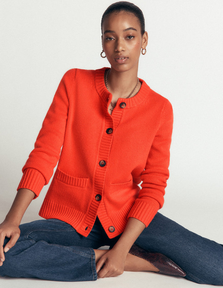 Marta Strickjacke aus Merinowolle-Abendrot-Orange
