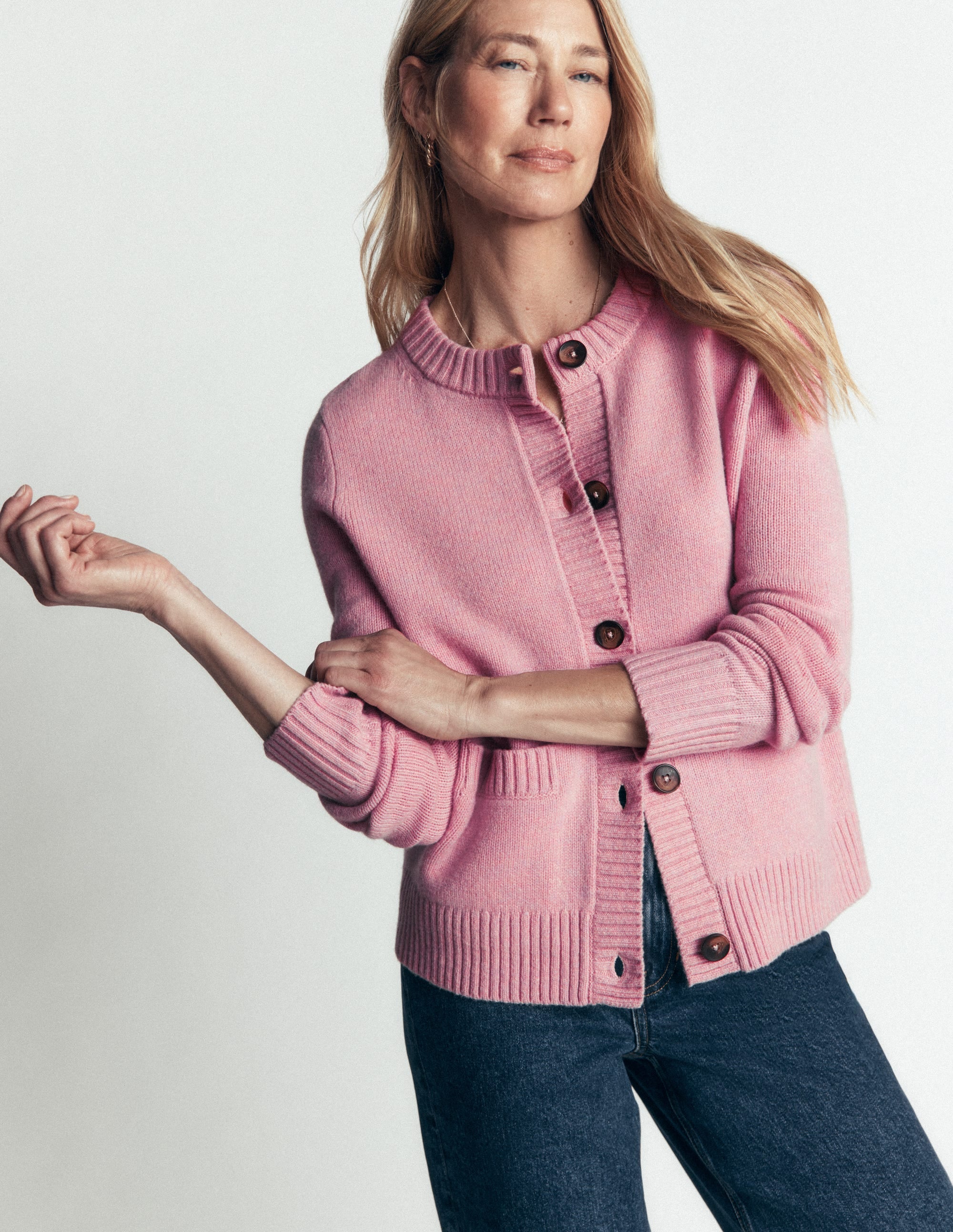 Marta Merino Wool Cardigan-Spring Blossom Pink - Image 5