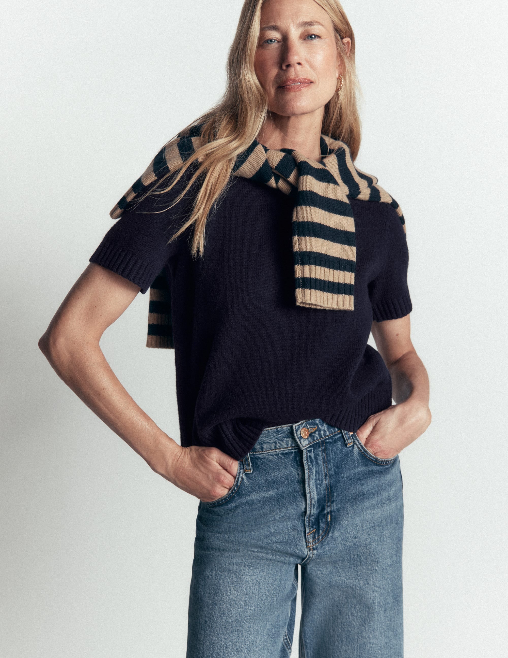 Marta T-Shirt aus Merinowolle-Marineblau - Image 1
