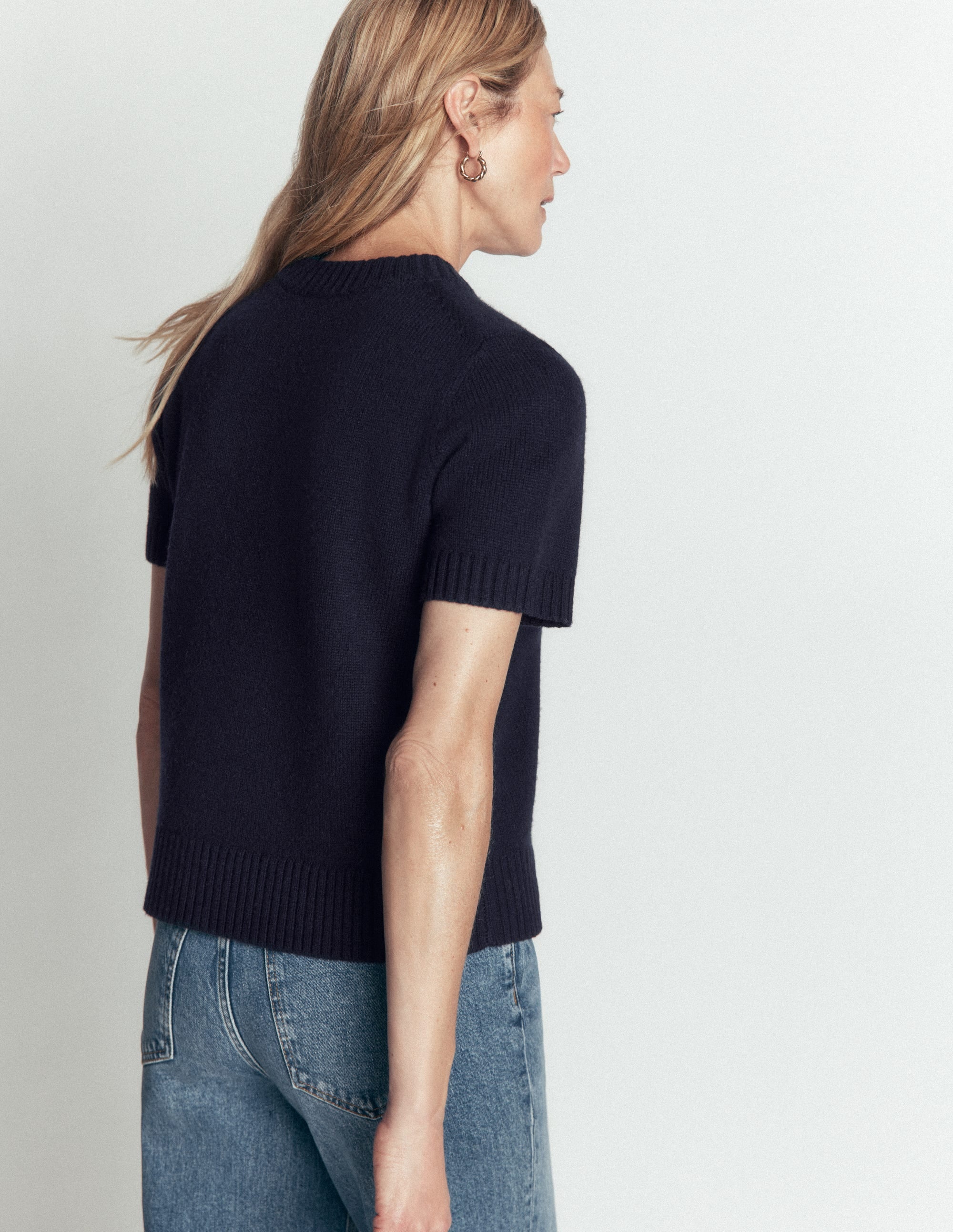 Marta T-Shirt aus Merinowolle-Marineblau - Image 3